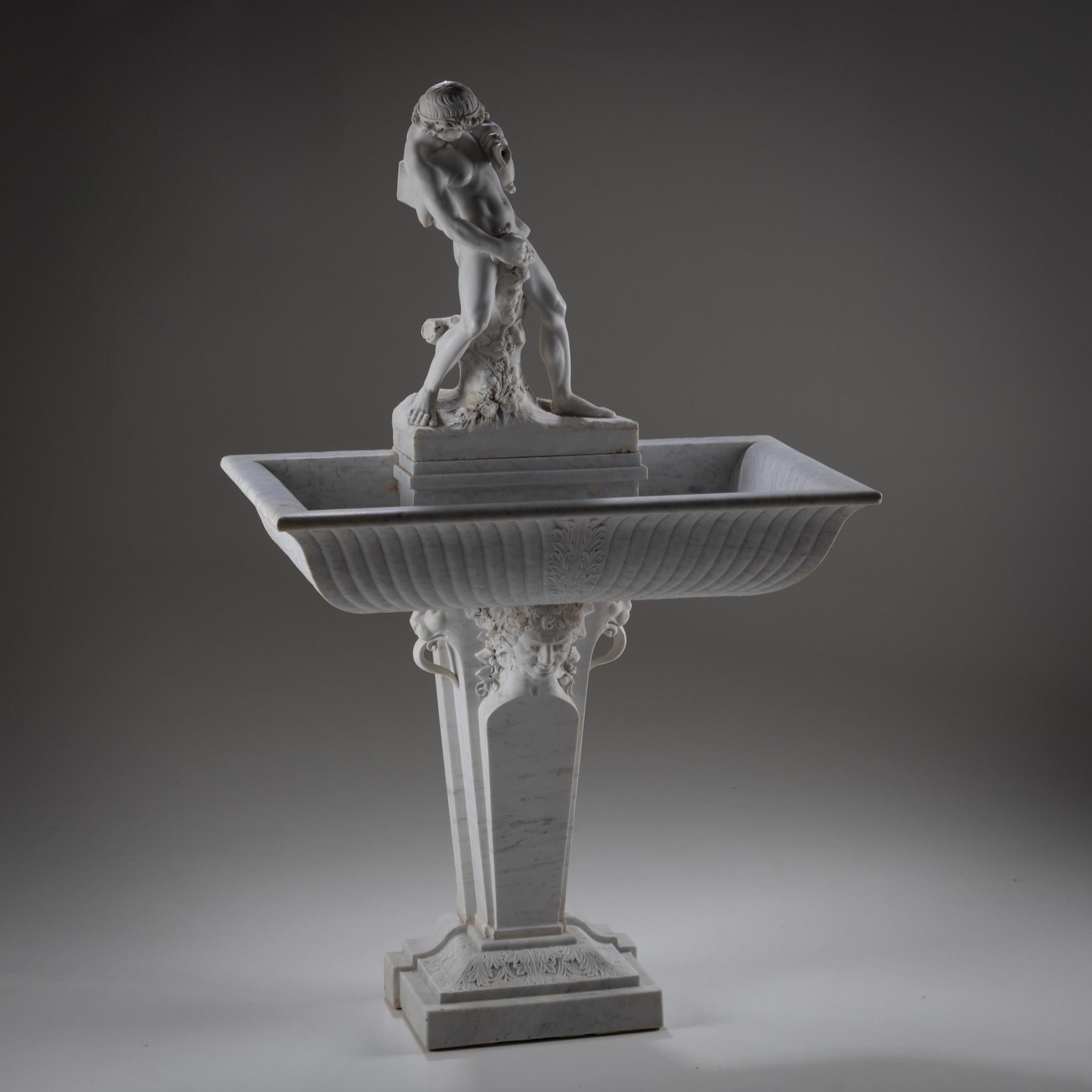 Marble Wall Fountain with Satyr, 19th Century For Sale 8