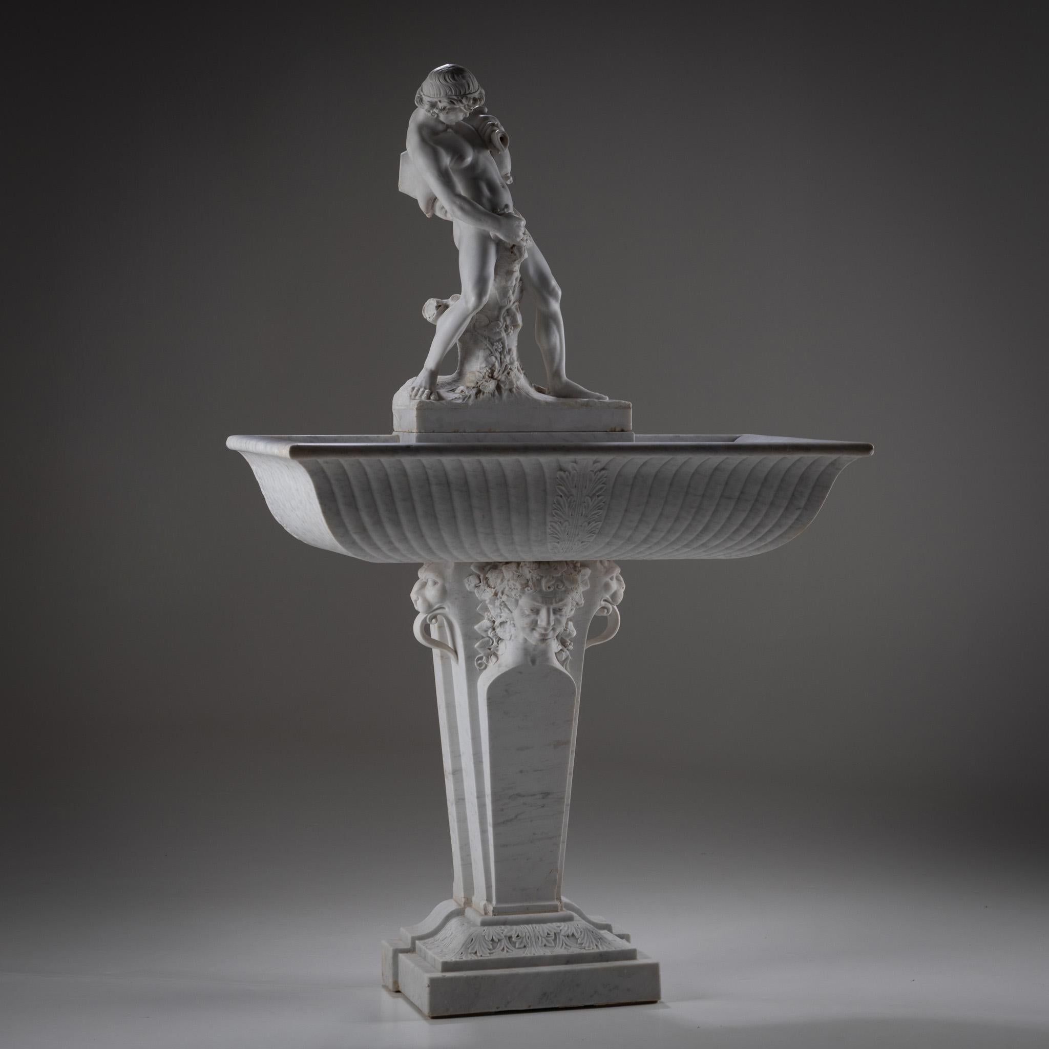 Marble Wall Fountain with Satyr, 19th Century For Sale 9