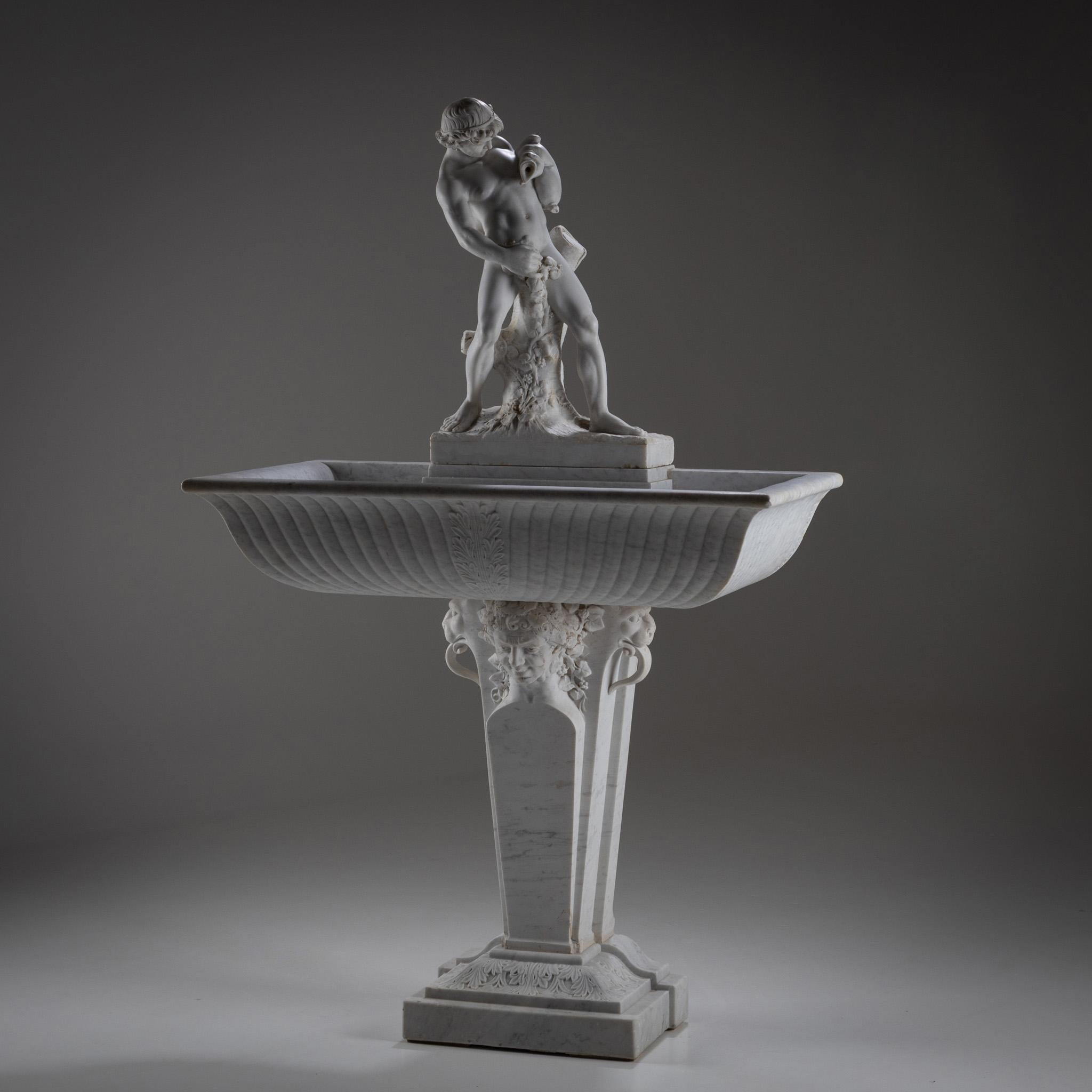 Marble Wall Fountain with Satyr, 19th Century For Sale 11