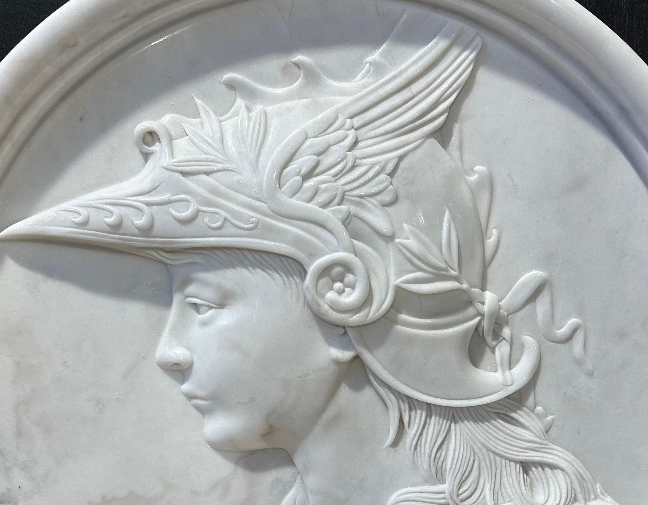 European Marble Wall Plaque Of Hermes/Mercury  For Sale