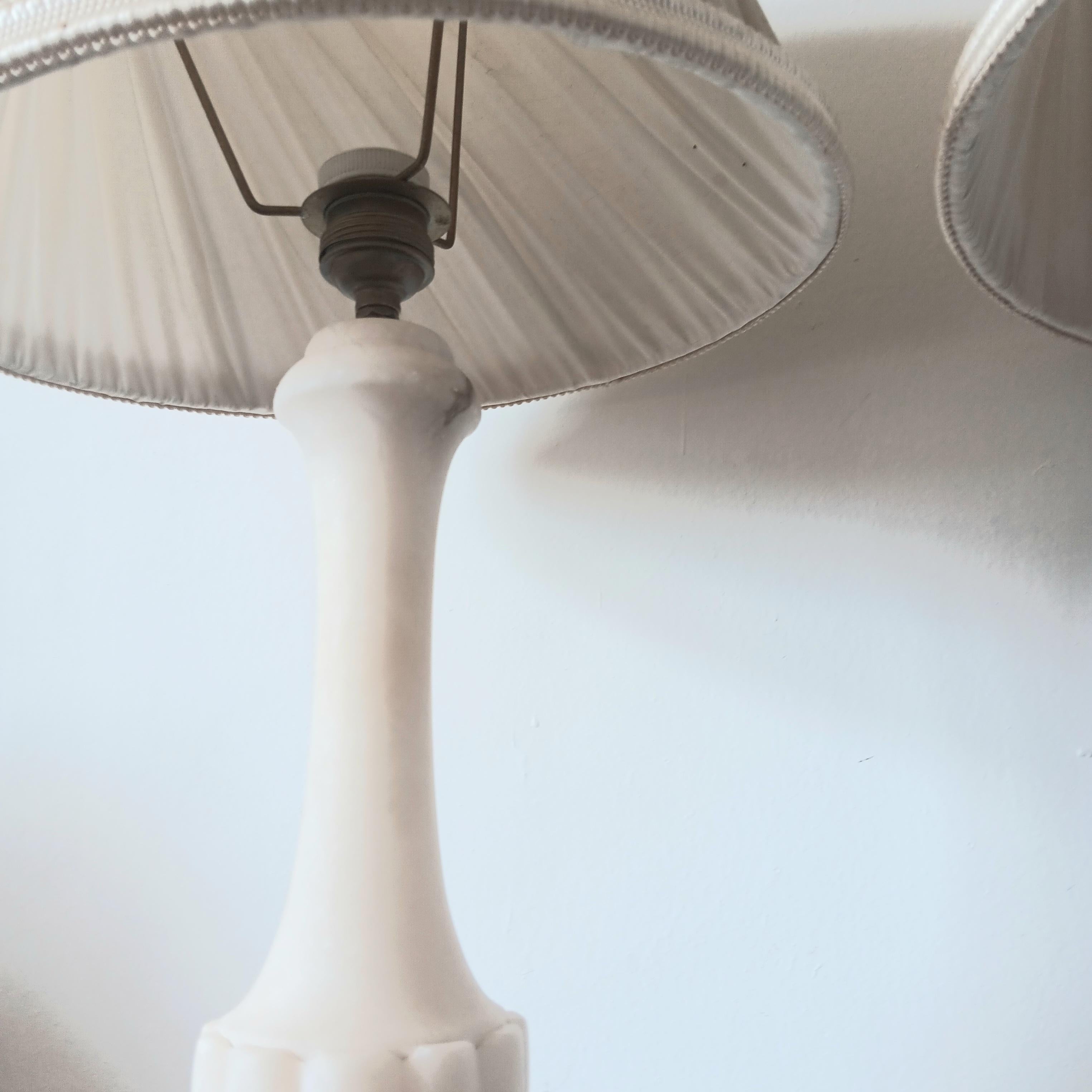 Table Lamps 77 cm Italian White Marble Alabaster White Large Whit Lladro Screens For Sale 6