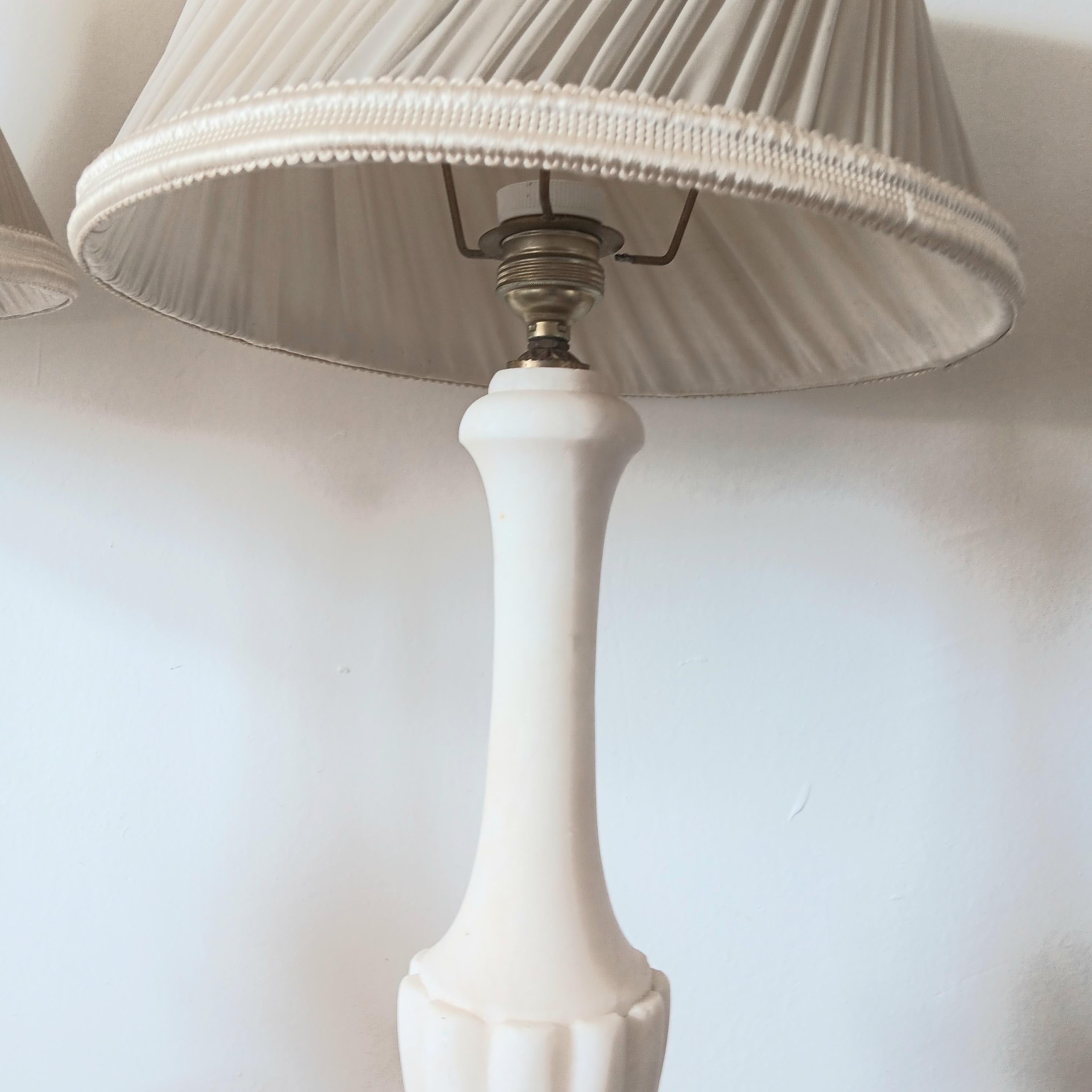 Table Lamps 77 cm Italian White Marble Alabaster White Large Whit Lladro Screens For Sale 8