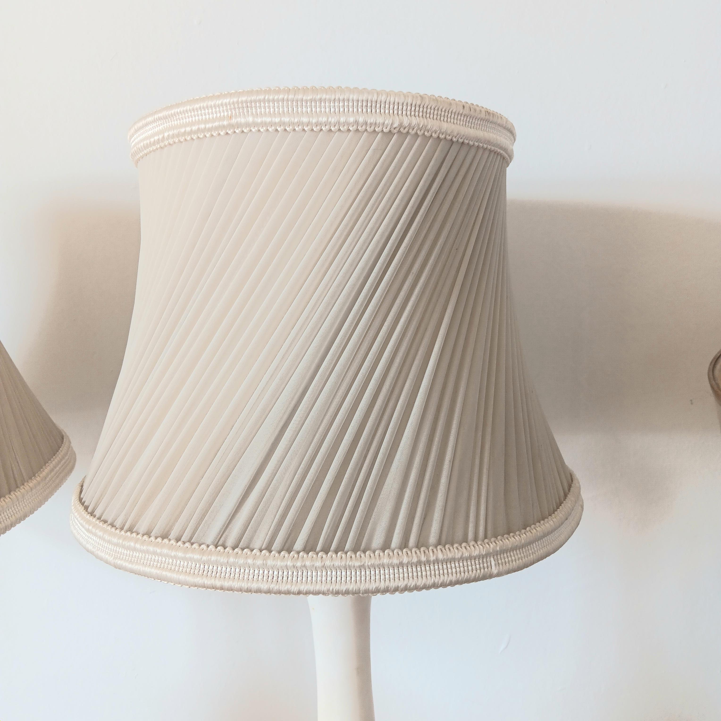 Mid-20th Century Table Lamps 77 cm Italian White Marble Alabaster White Large Whit Lladro Screens For Sale