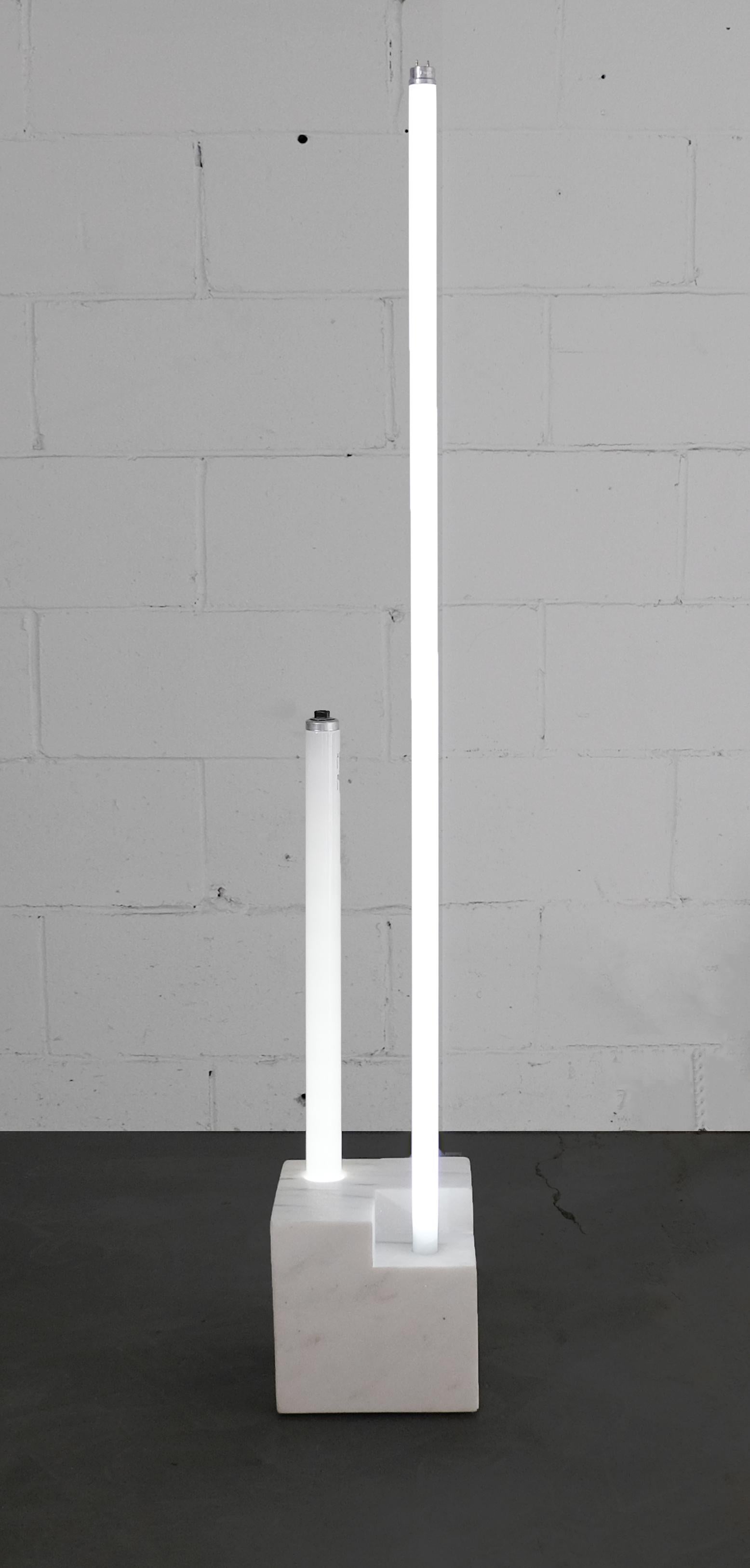 Marble with Fluorescent Tube Lamps In Excellent Condition In Toronto, Ontario