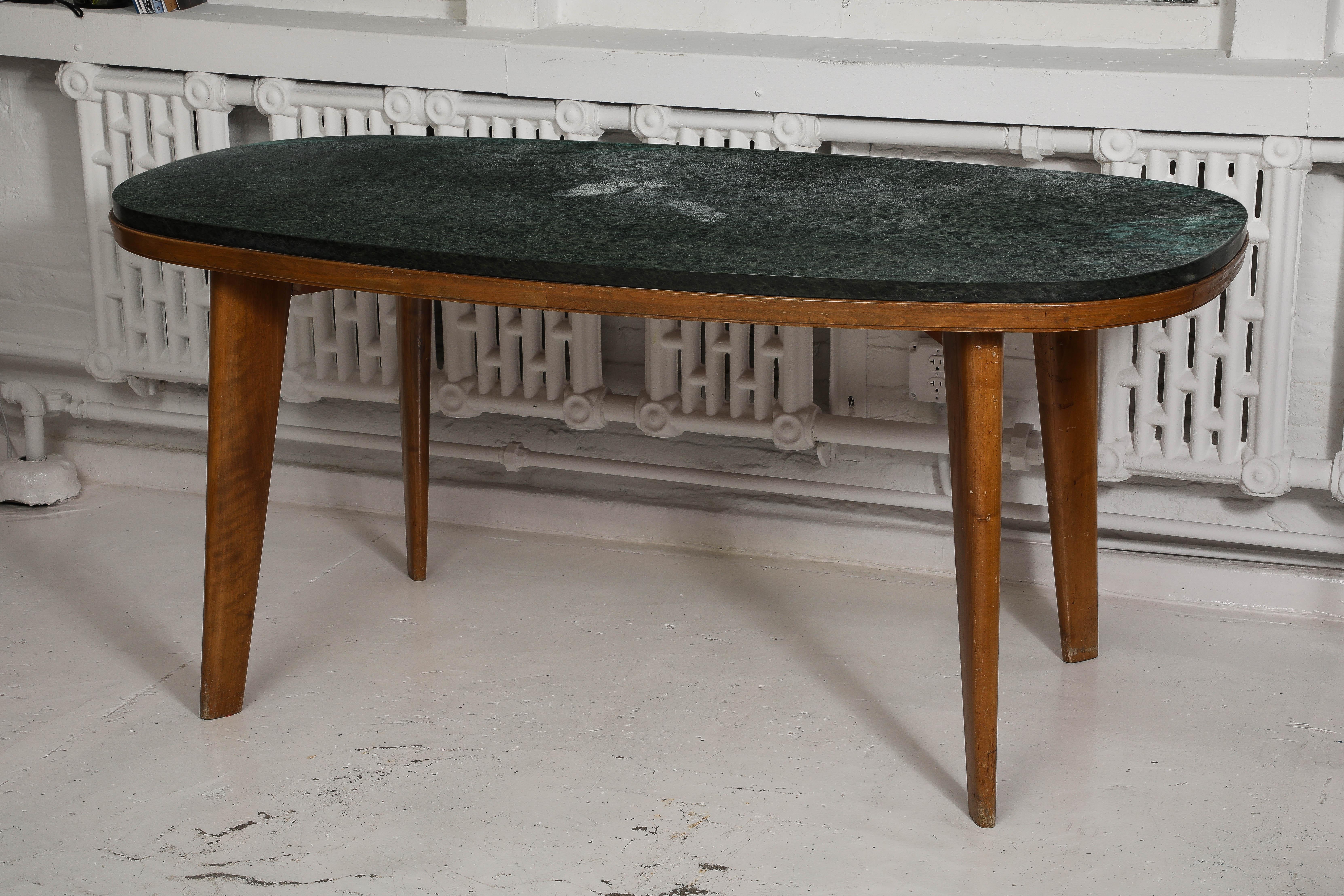 Marble & Wood Oblique Dining Table, Italy 1960's For Sale 6