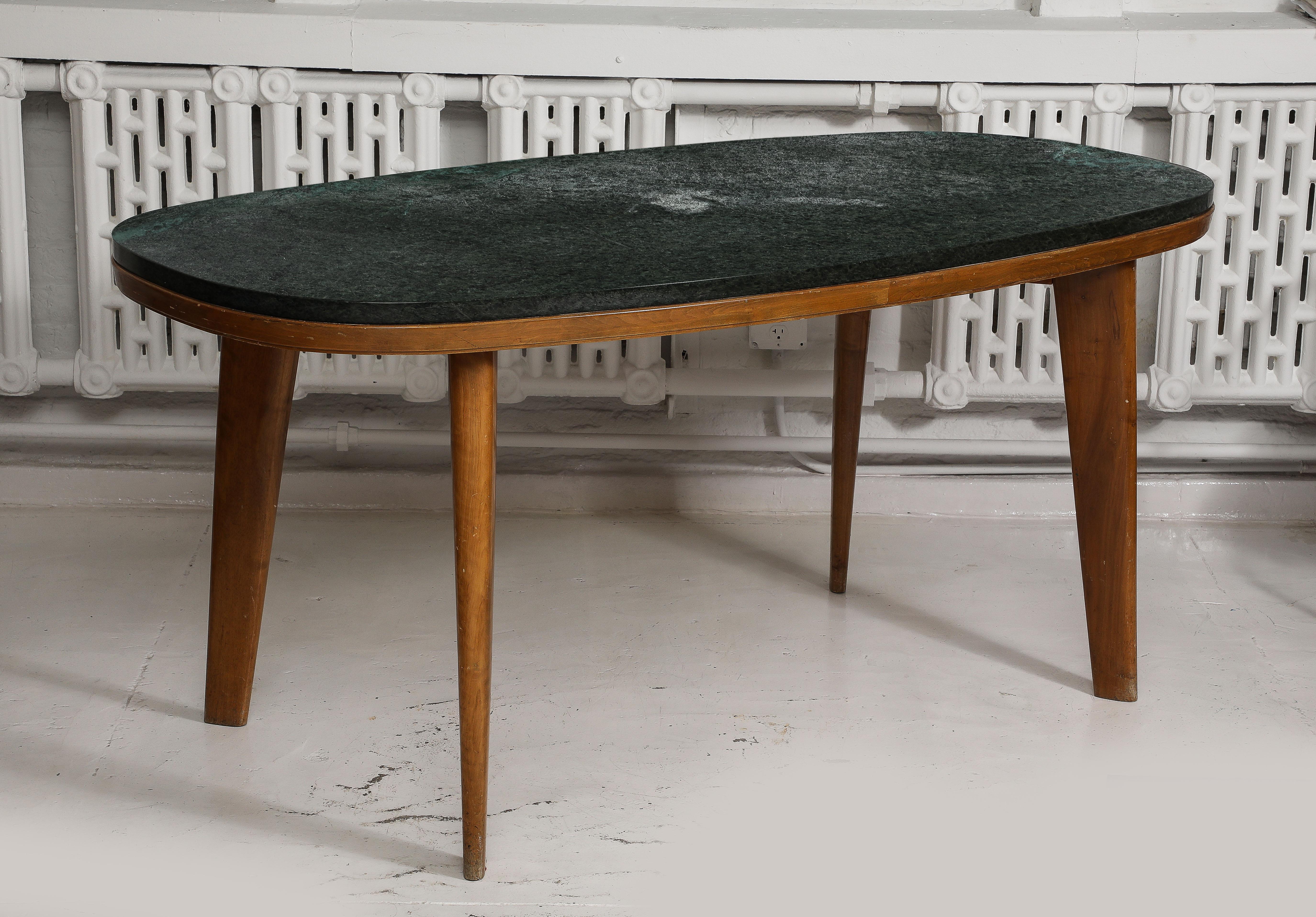 Marble & Wood Oblique Dining Table, Italy 1960's For Sale 7