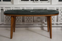 Marble & Wood Oblique Dining Table, Italy 1960's