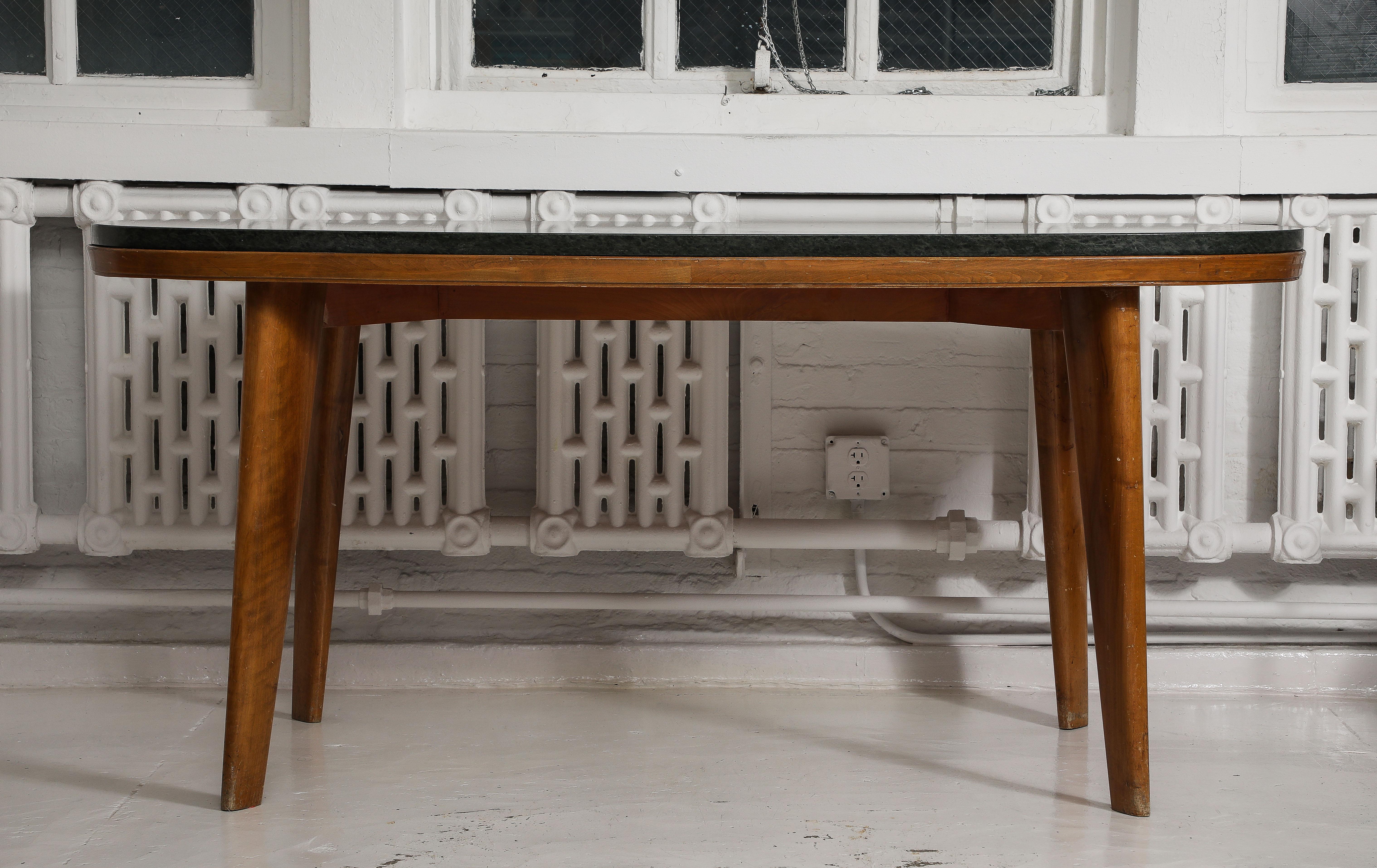 Mid-Century Modern Marble & Wood Oblique Dining Table, Italy 1960's For Sale