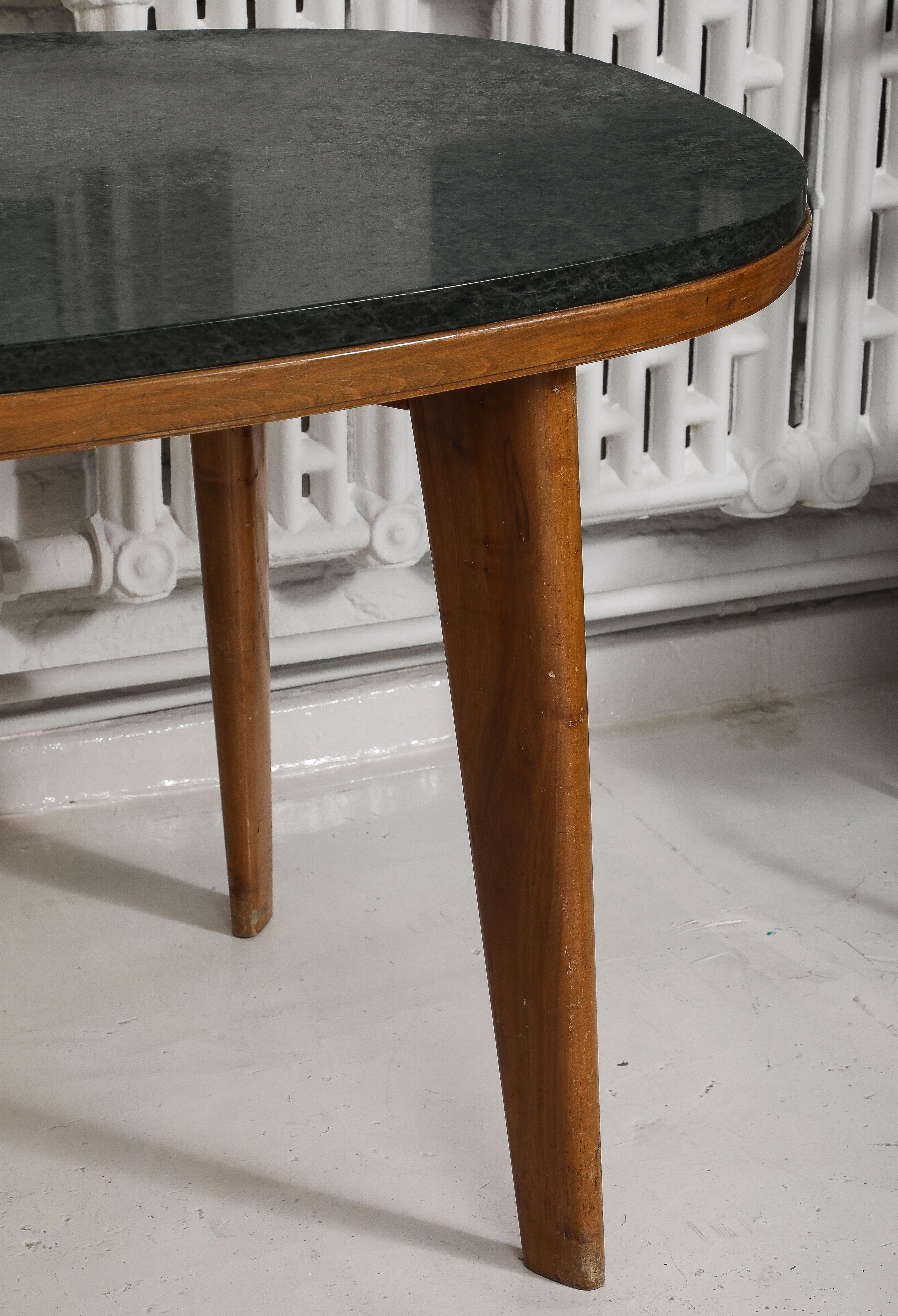 Italian Marble & Wood Oblique Dining Table, Italy 1960's For Sale