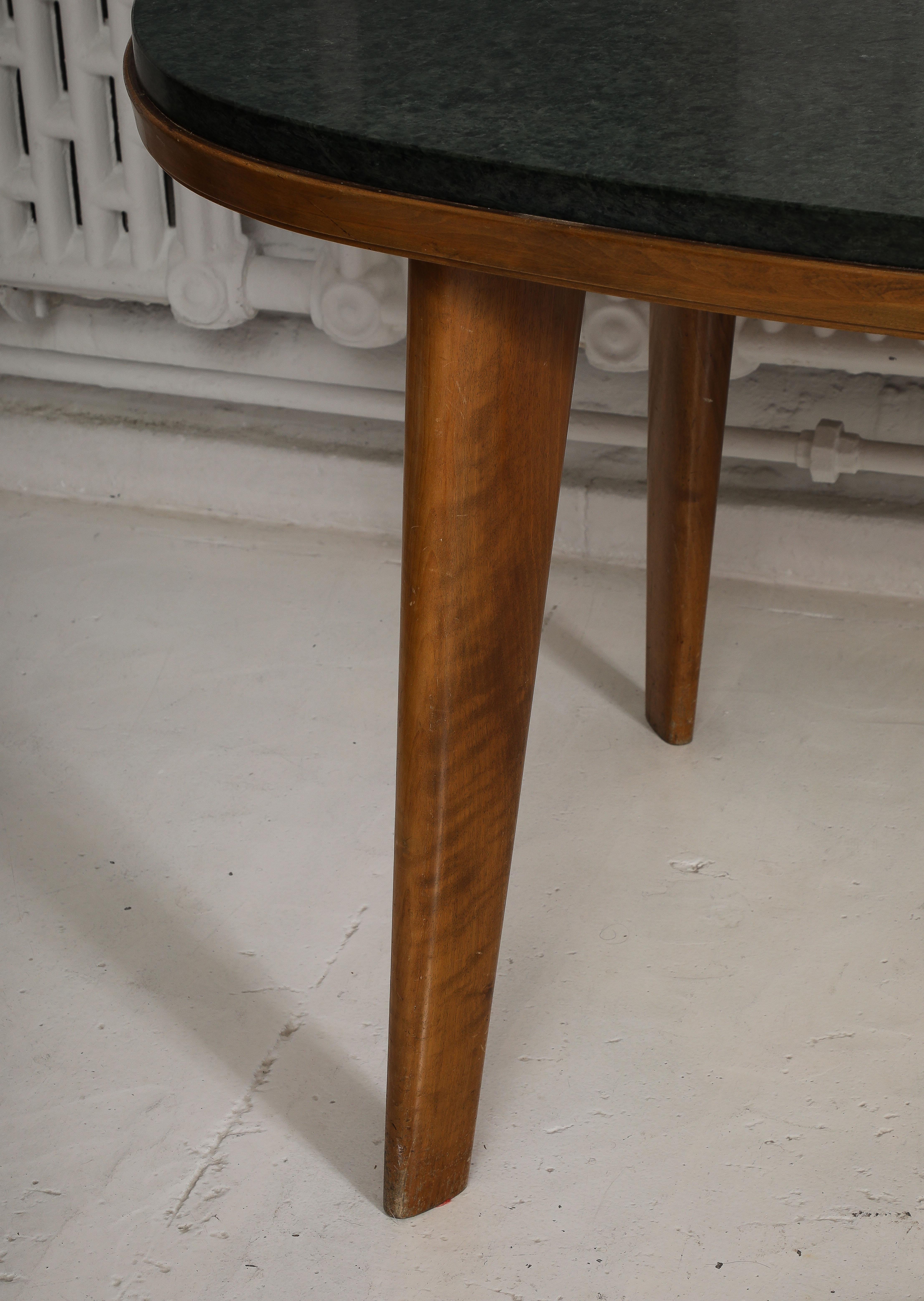 Marble & Wood Oblique Dining Table, Italy 1960's In Good Condition For Sale In New York, NY