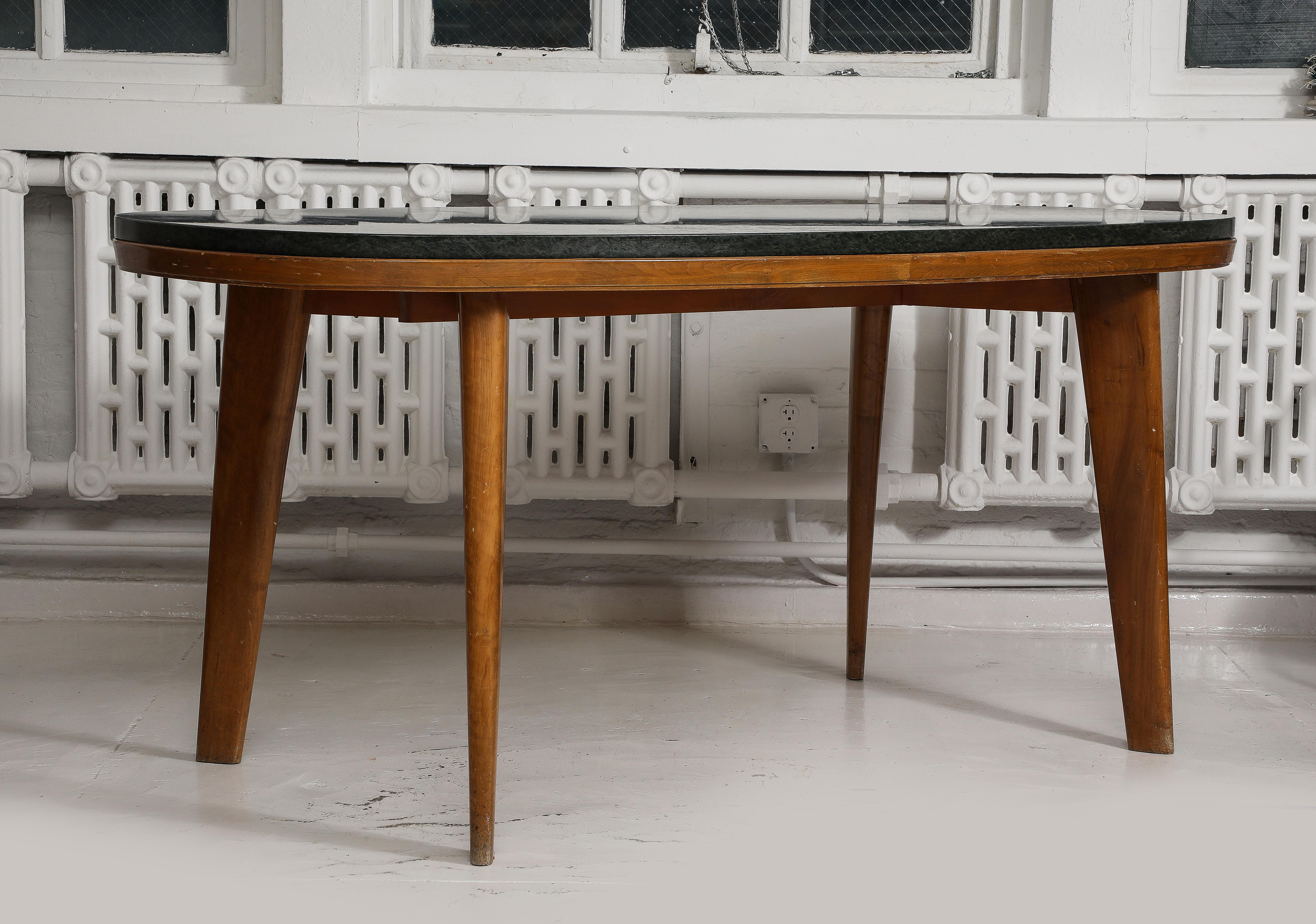 20th Century Marble & Wood Oblique Dining Table, Italy 1960's For Sale