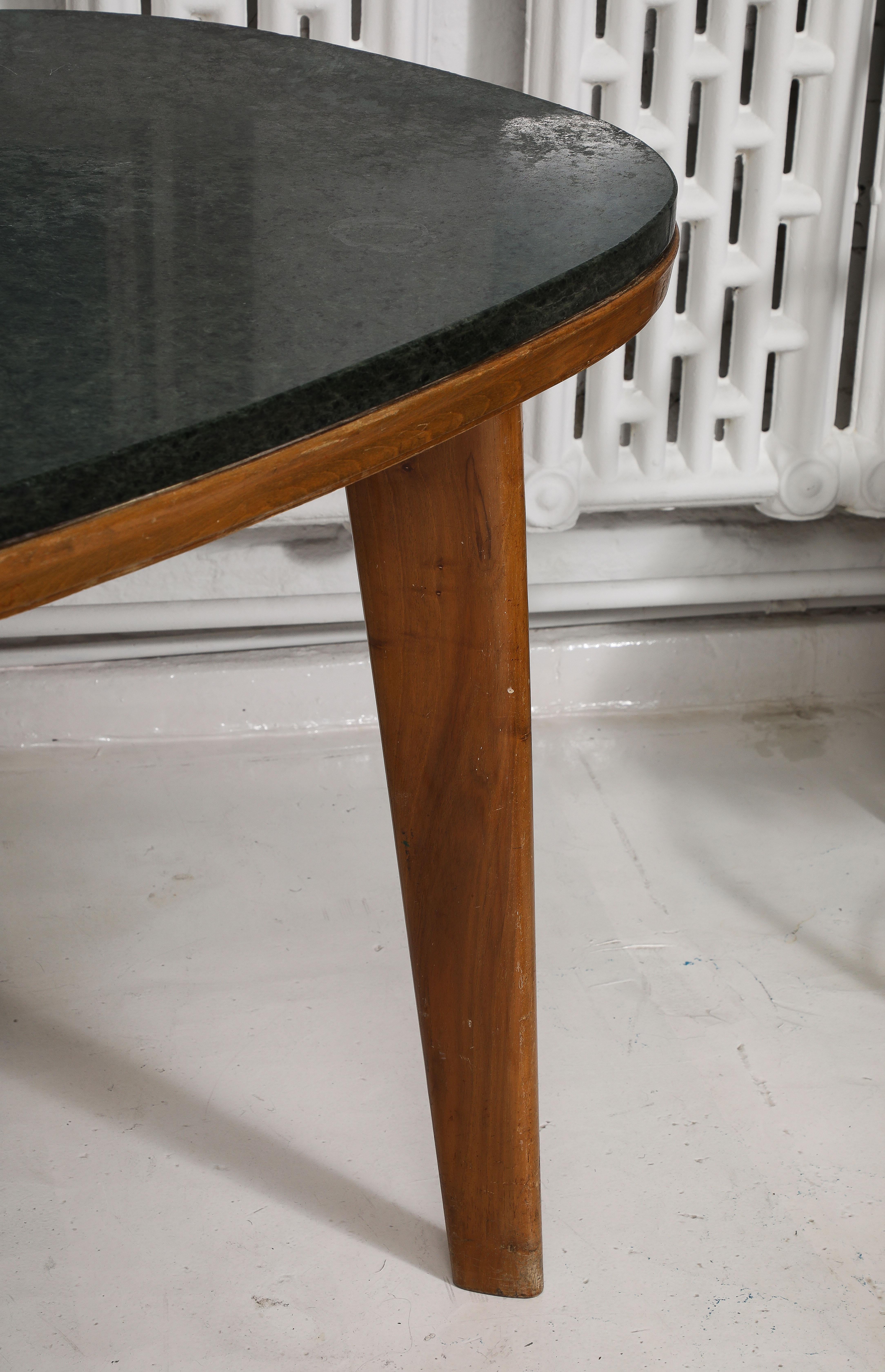 Marble & Wood Oblique Dining Table, Italy 1960's For Sale 1