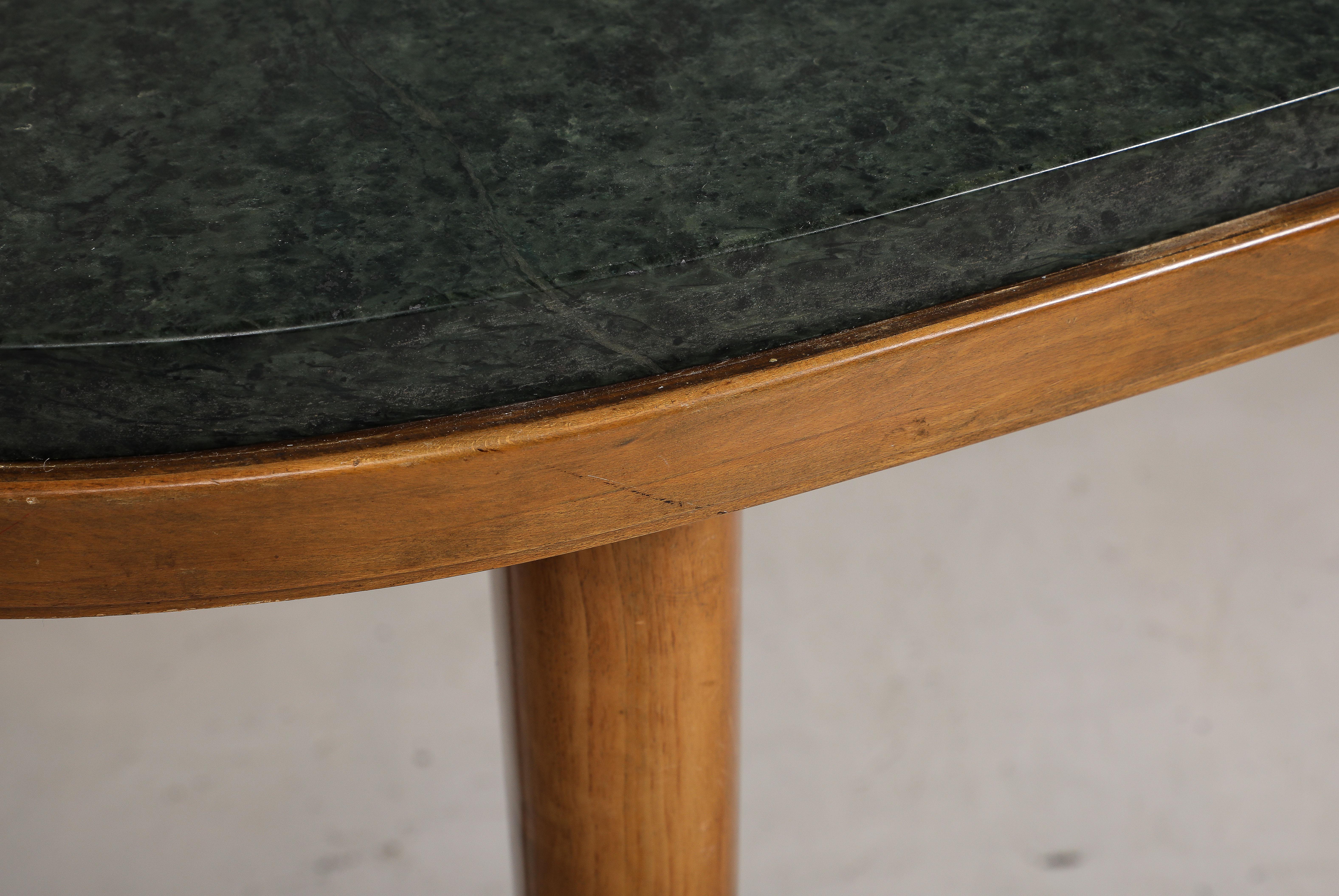 Marble & Wood Oblique Dining Table, Italy 1960's For Sale 2