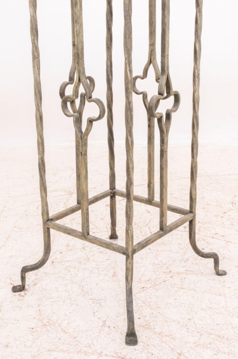 20th Century Marble & Wrought Iron Pedestal / Plant Stand