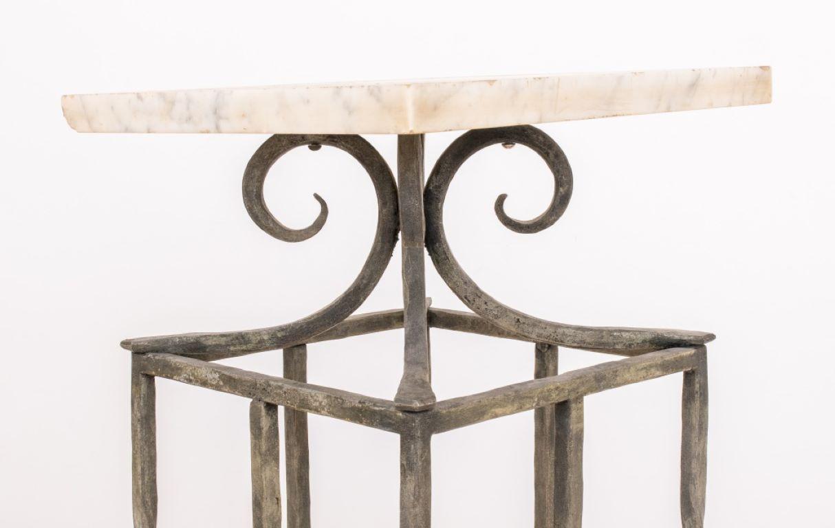 Marble & Wrought Iron Pedestal / Plant Stand 1