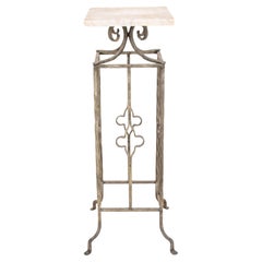 Marble & Wrought Iron Pedestal / Plant Stand