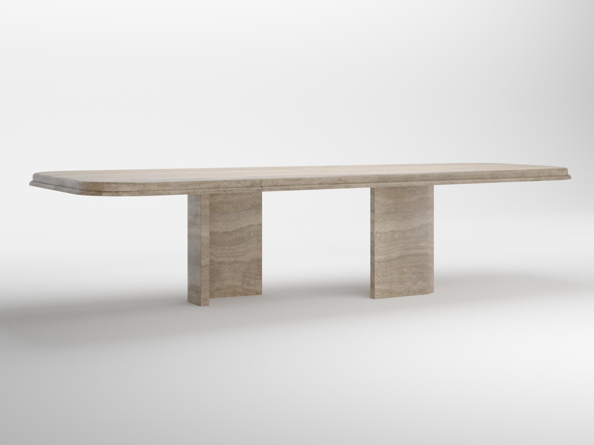 Tavolo Yu in marmo di KY ARCHITECTURE
Dimensioni: L 300 x P 130 x H 75, 110 cm
Materiali: Marmo, Travertino. 
Finiture disponibili: marmo / travertino / pietra / legno di noce americano / metallo.

Kelly Boukobza è la fondatrice di KY