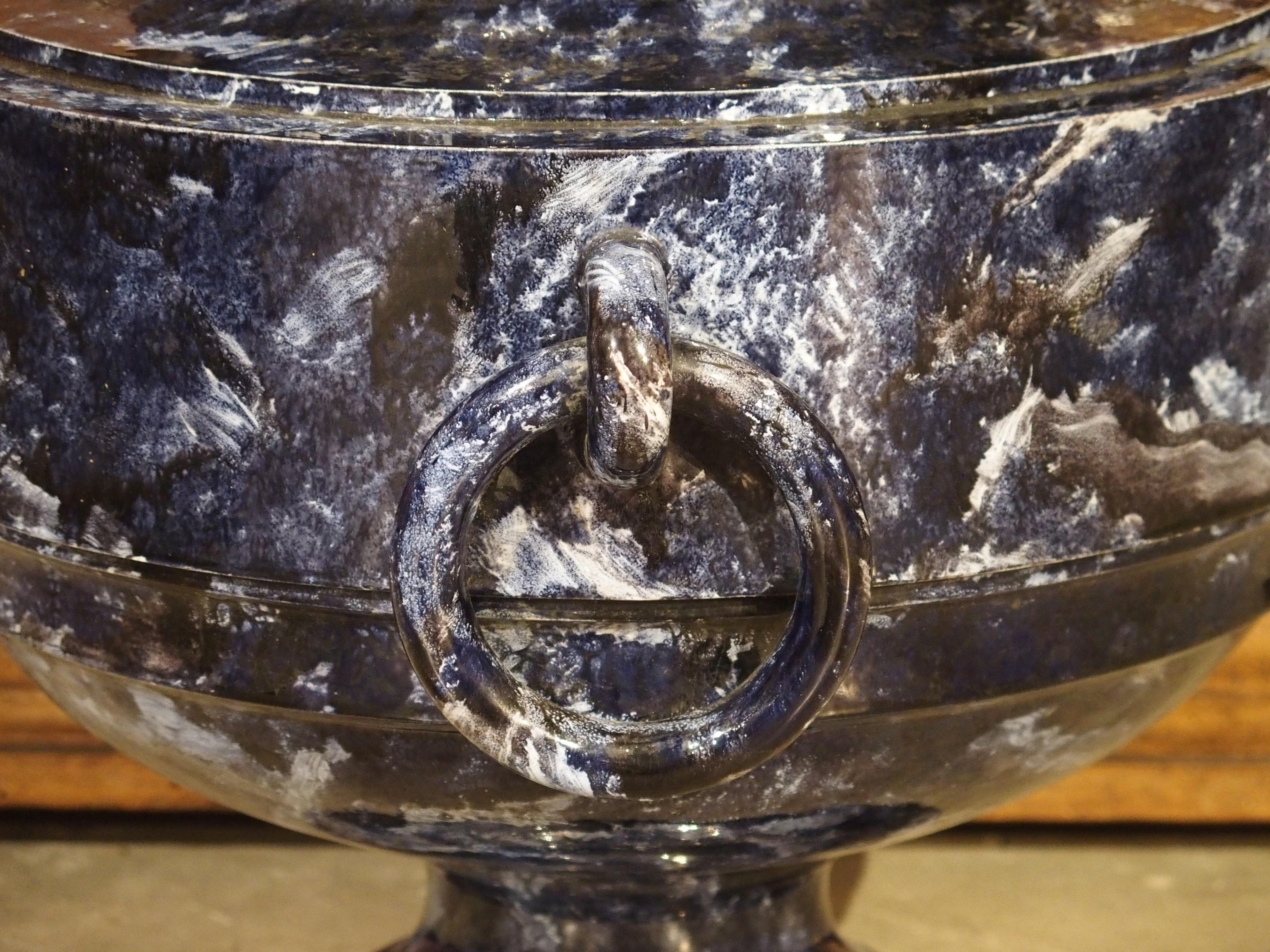Marbled Blue Sèvres Porcelain Vase, France, Dated 1872 For Sale 8