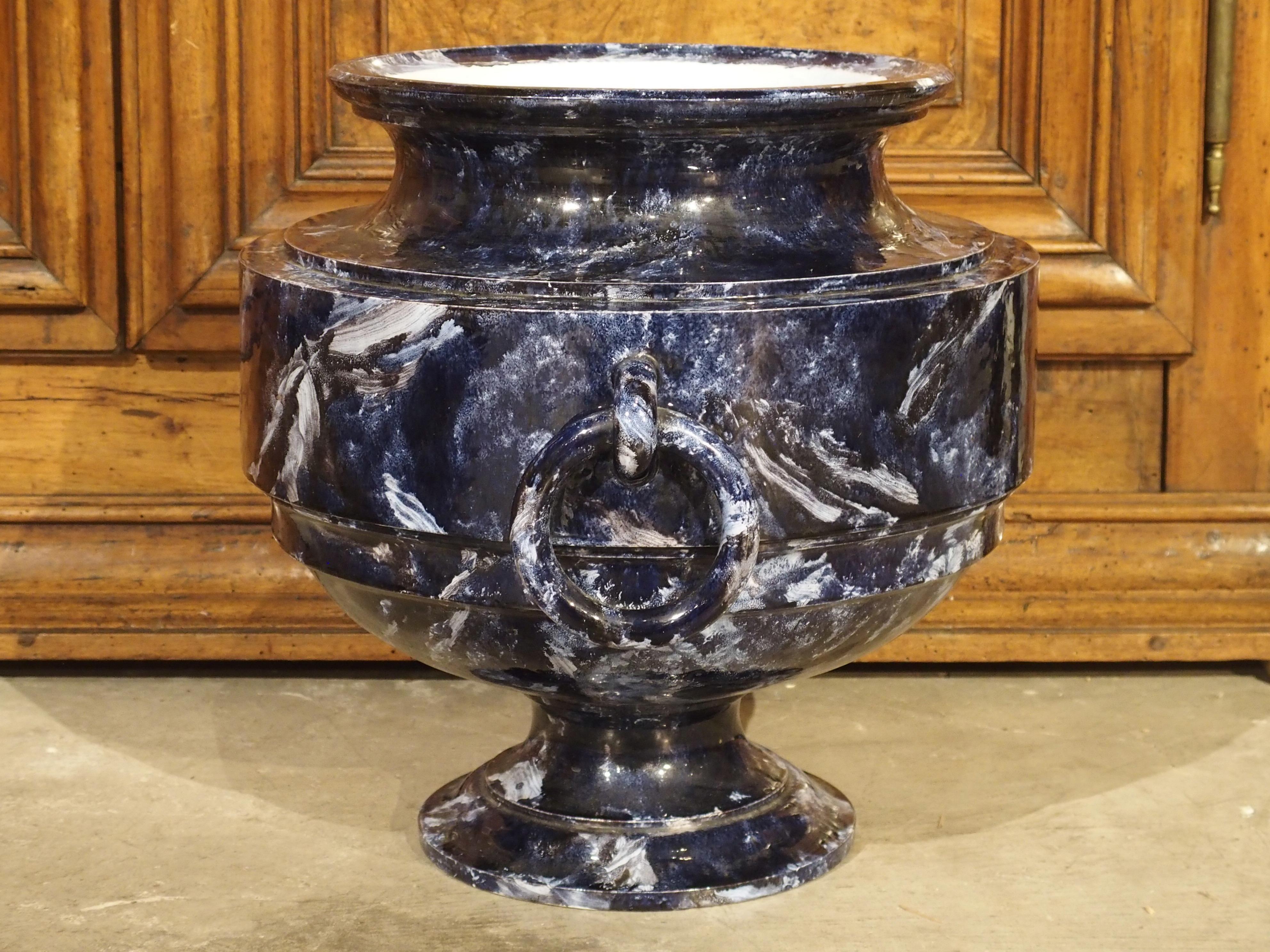 Marbled Blue Sèvres Porcelain Vase, France, Dated 1872 For Sale 2