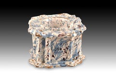 Marbled Ceramic Inkwell, Possibly Talavera, Spain, 17th Century