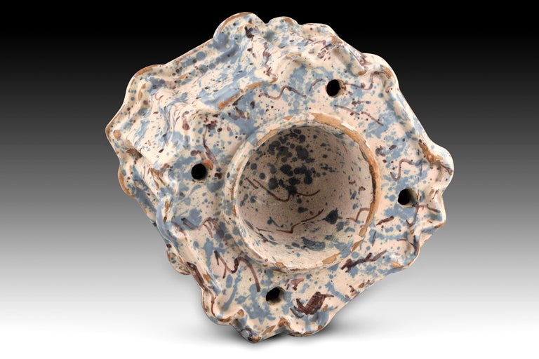 Marbled Ceramic Inkwell, Possibly Talavera, Spain, 17th Century For Sale 1