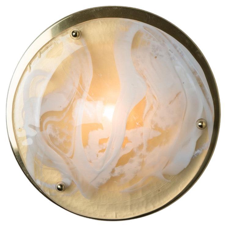 Marbled Glass Flush Mount Wall Light by Hillebrand, Austria For Sale