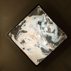 Marbled Glass Wall Light Flush Mount Fixture by Hillebrand, Germany, 1960s