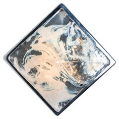 Marbled Glass Wall Light Flush Mount Fixture by Hillebrand, Germany, 1960s