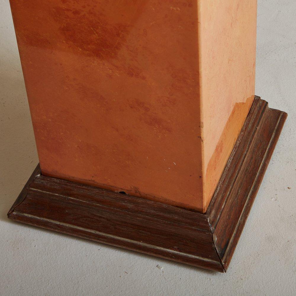 Marbled Lacquer Pedestal with Wood Base, France 20th Century, 2 Available For Sale 1