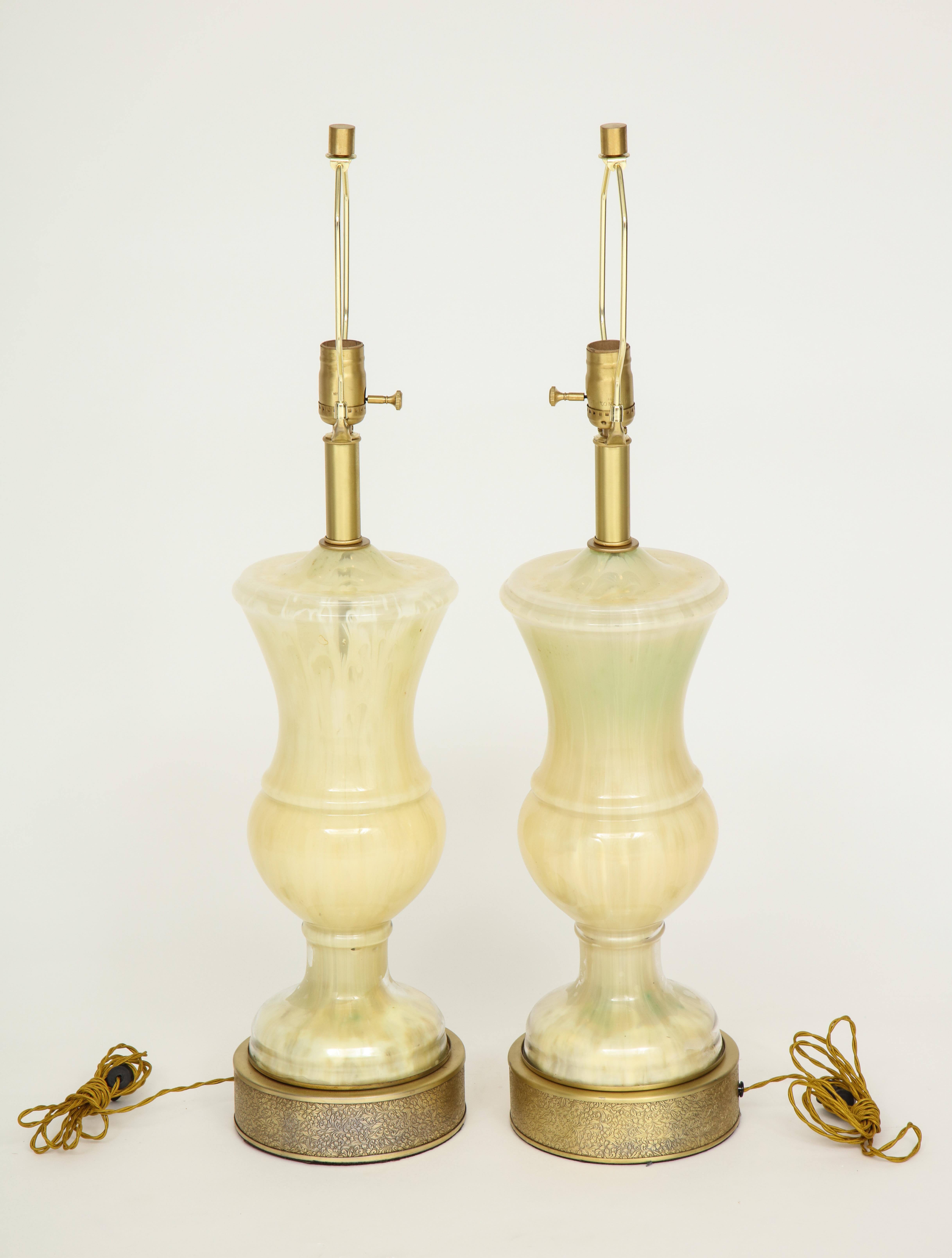 Neoclassical Marbled Murano Glass Lamps