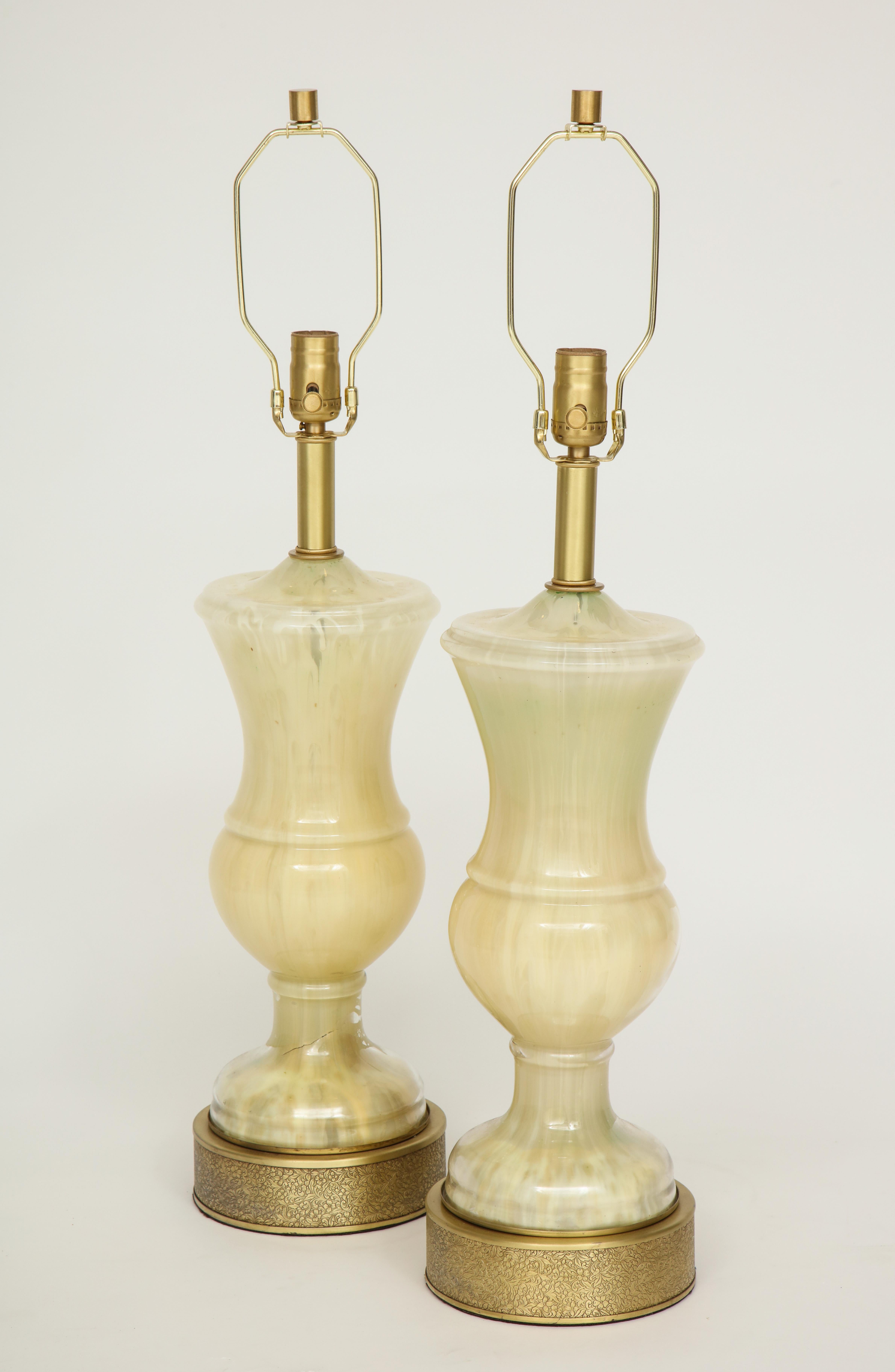 Italian Marbled Murano Glass Lamps