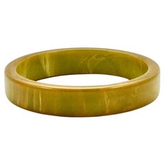 Vintage Marbled Mustard Yellow Bakelite Bangle Bracelet