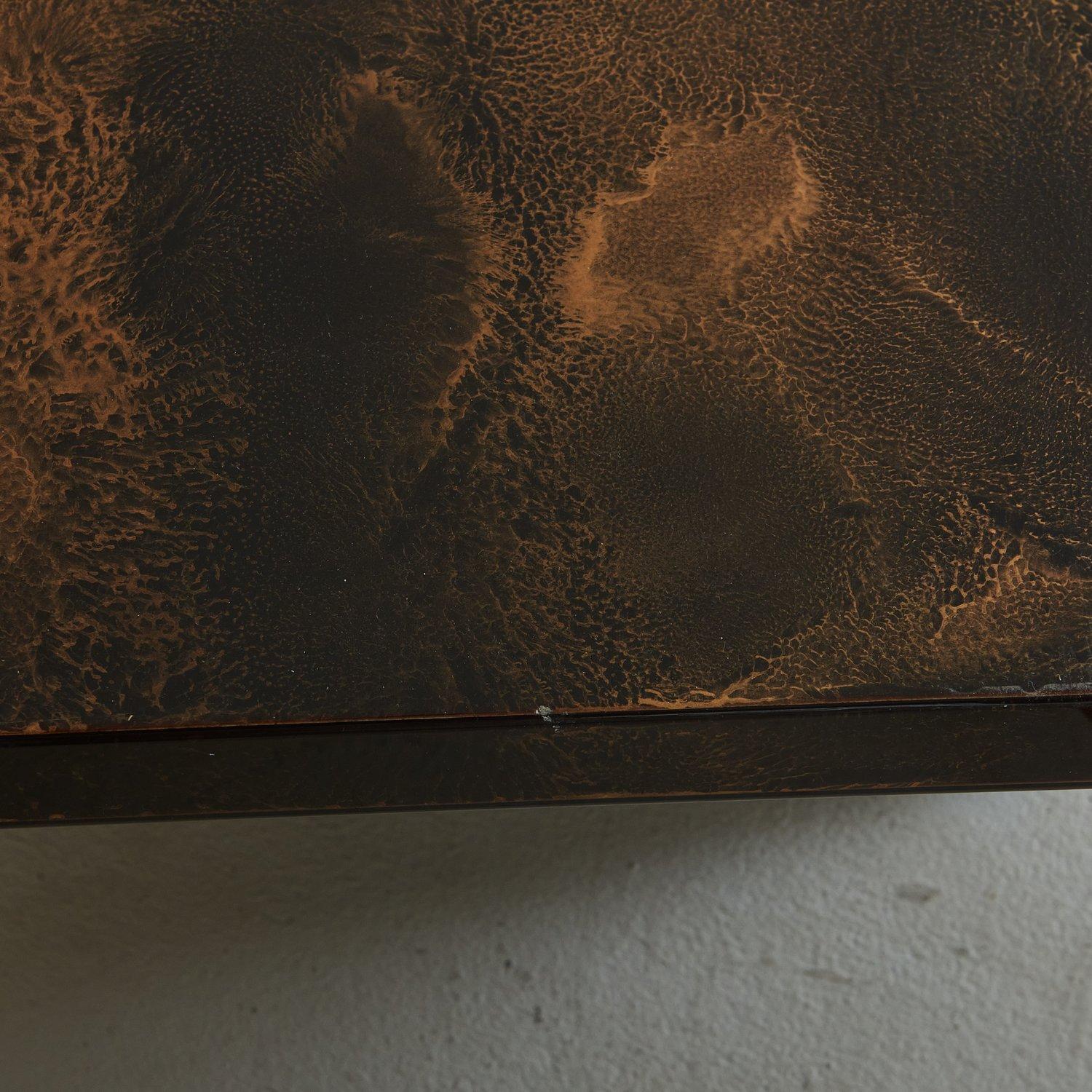 Marbled Resin Coffee Table With Brass Trim, France 1980s 6