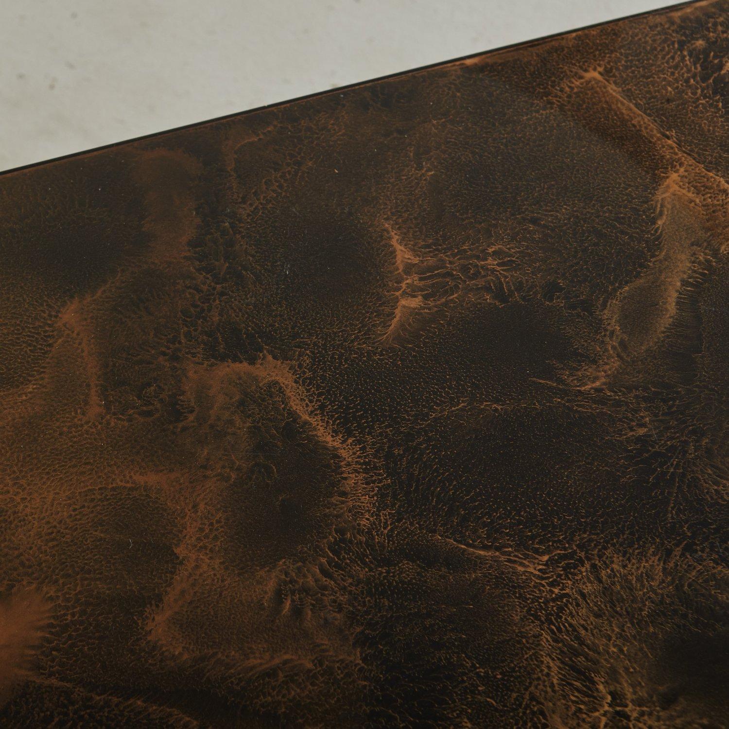Marbled Resin Coffee Table With Brass Trim, France 1980s 7
