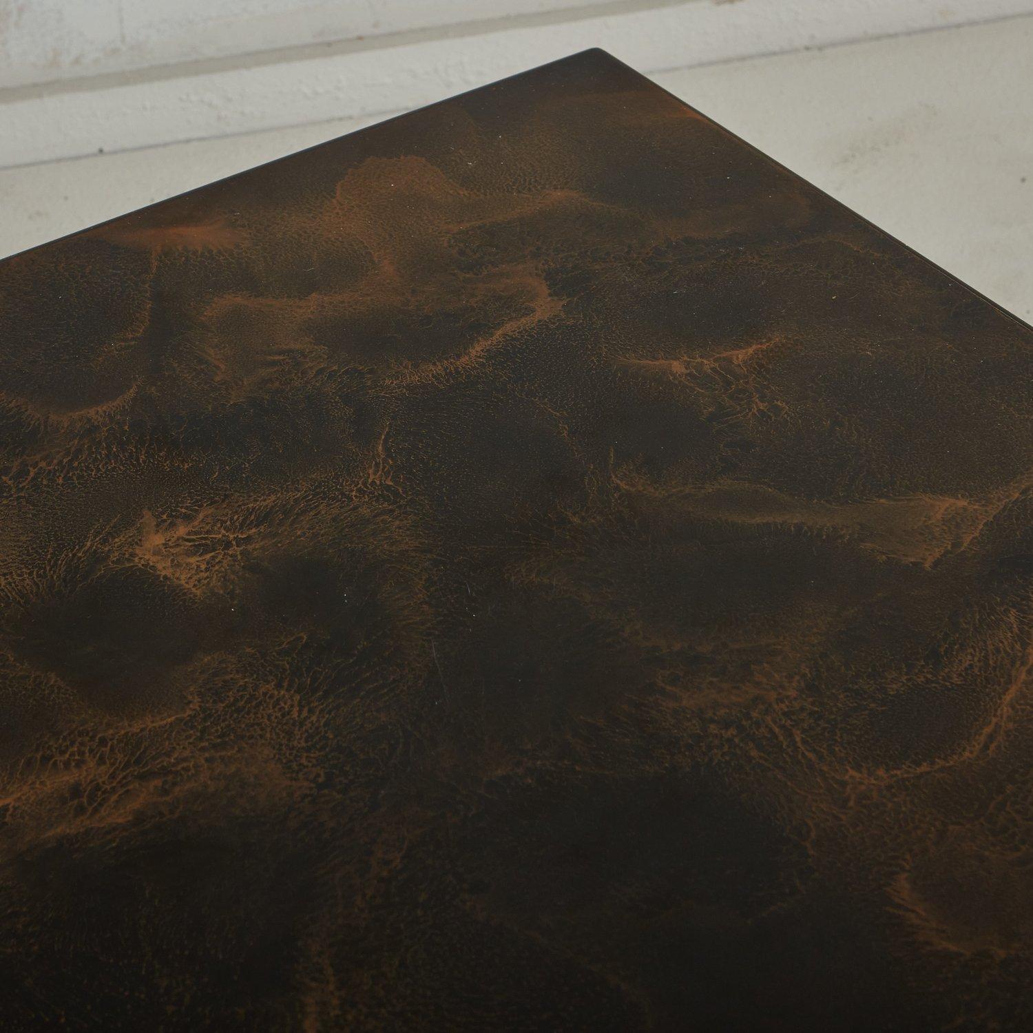 Marbled Resin Coffee Table With Brass Trim, France 1980s In Good Condition In Chicago, IL