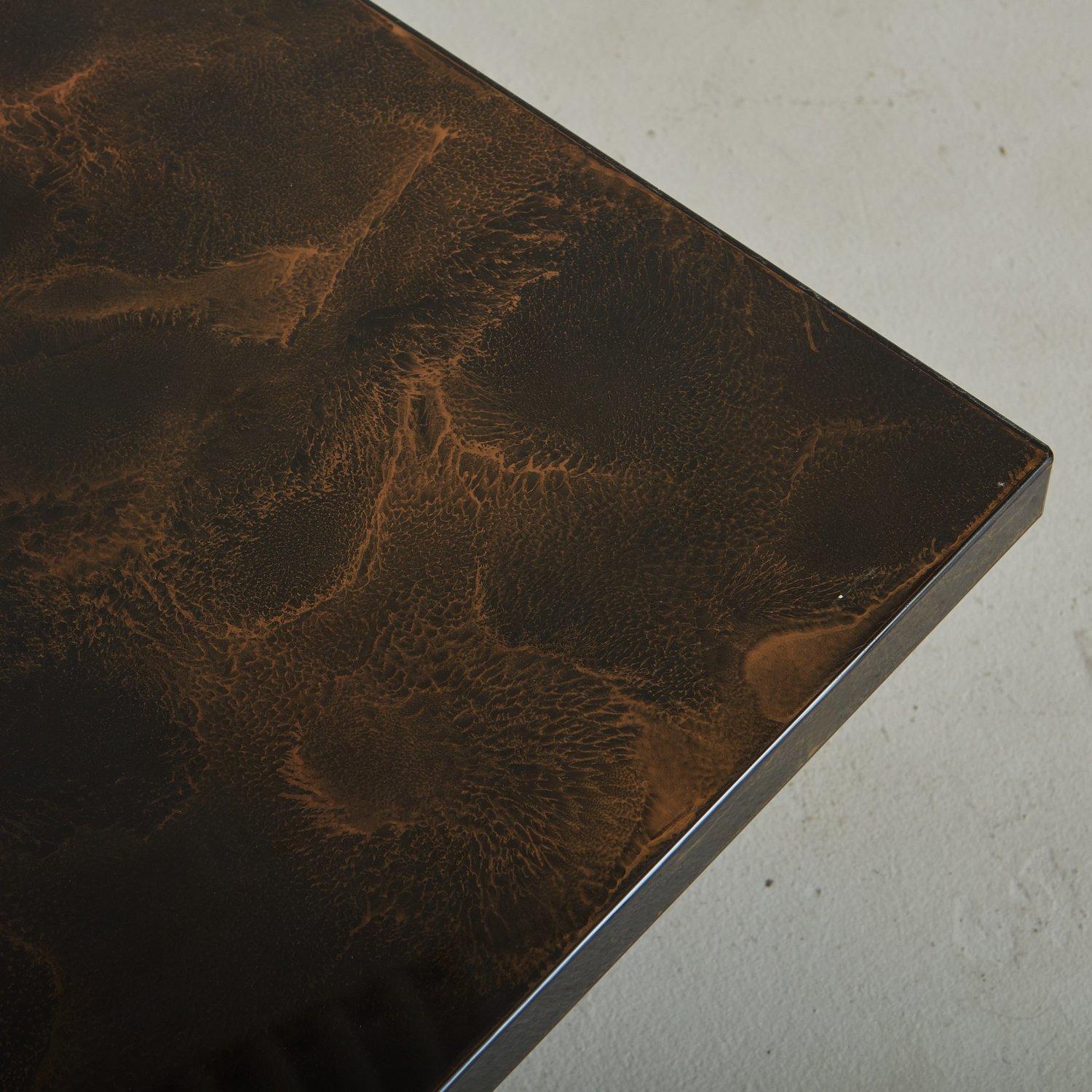 Marbled Resin Coffee Table With Brass Trim, France 1980s 1