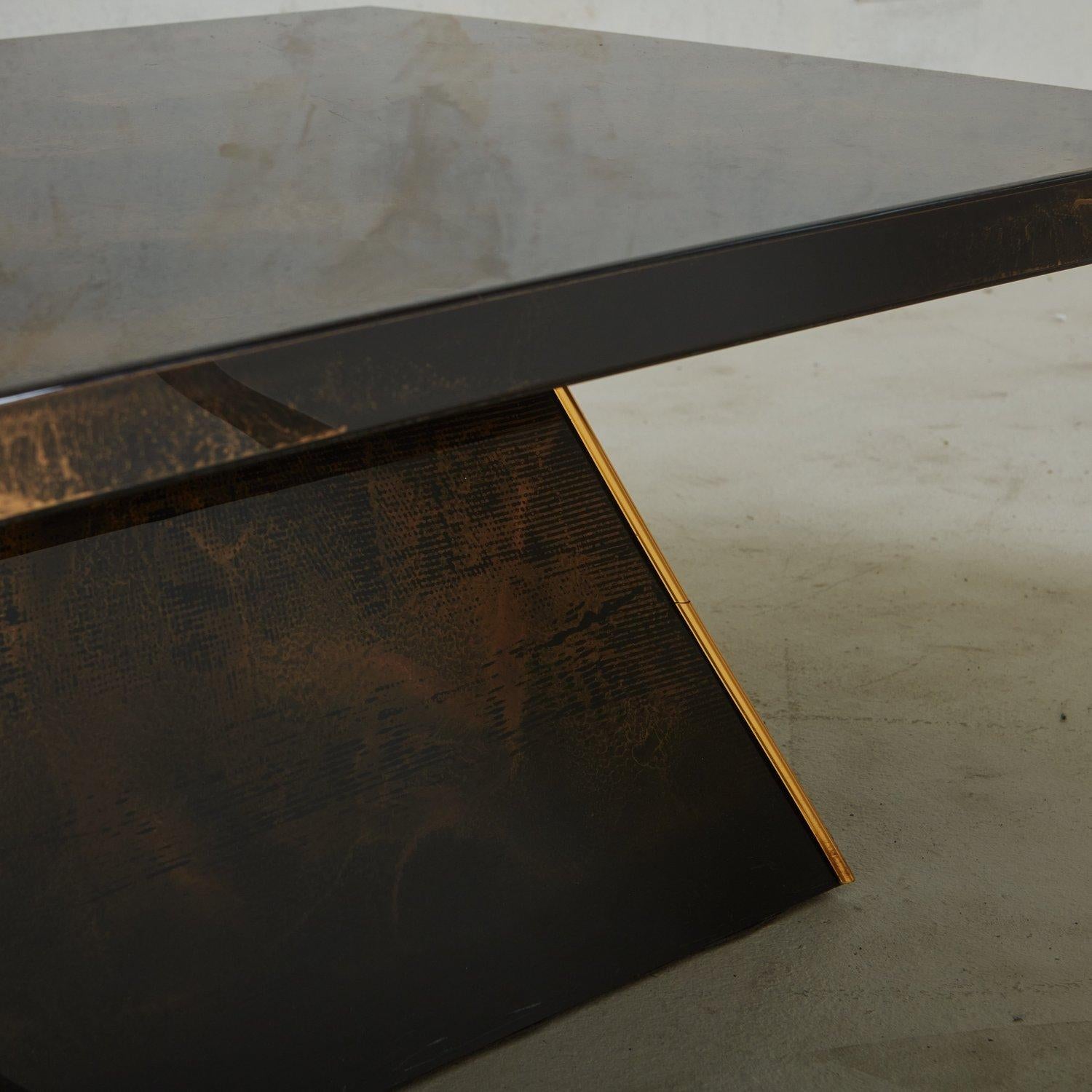 Marbled Resin Coffee Table With Brass Trim, France 1980s 2