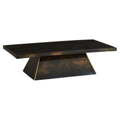 Marbled Resin Coffee Table With Brass Trim, France 1980s 