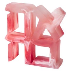 Ahava (אהבה) Hand Poured Marbled Resin Pink Sculpture