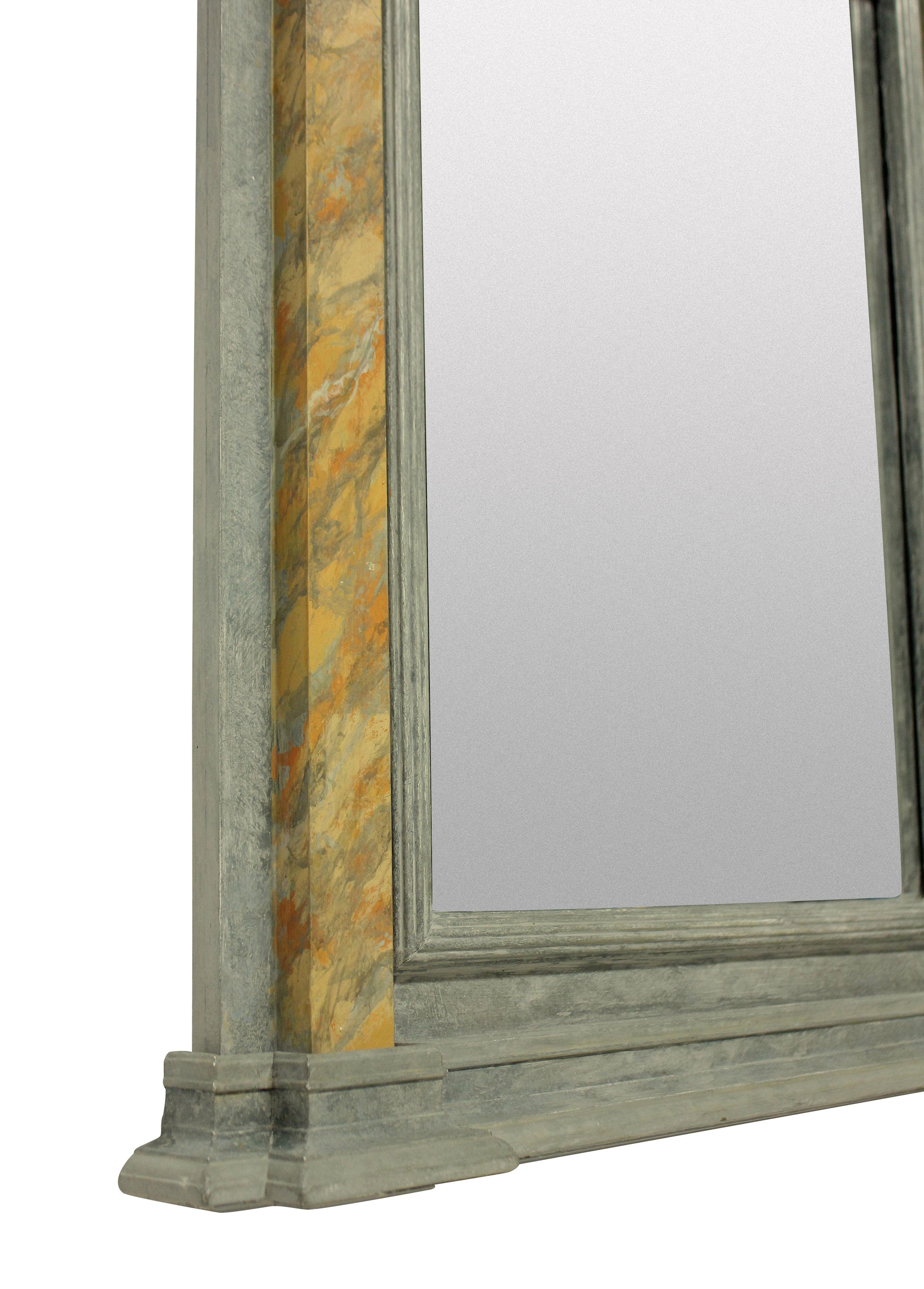 Mid-Century Modern Marbled Roman Style Mirror For Sale
