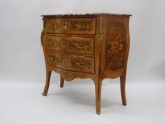 Marbled Topped Rococo Commode Made of Fruitwoods