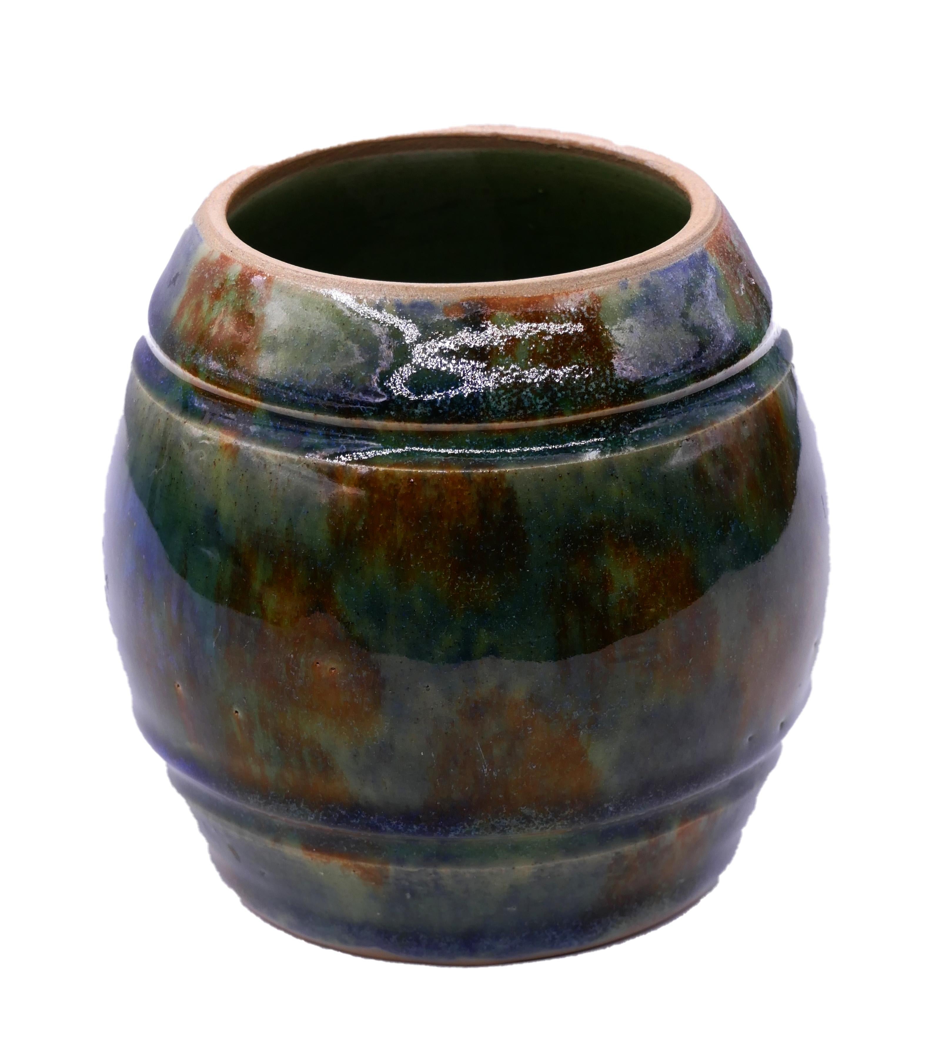 Glazed Marbled Vase Ceramic, 1950s