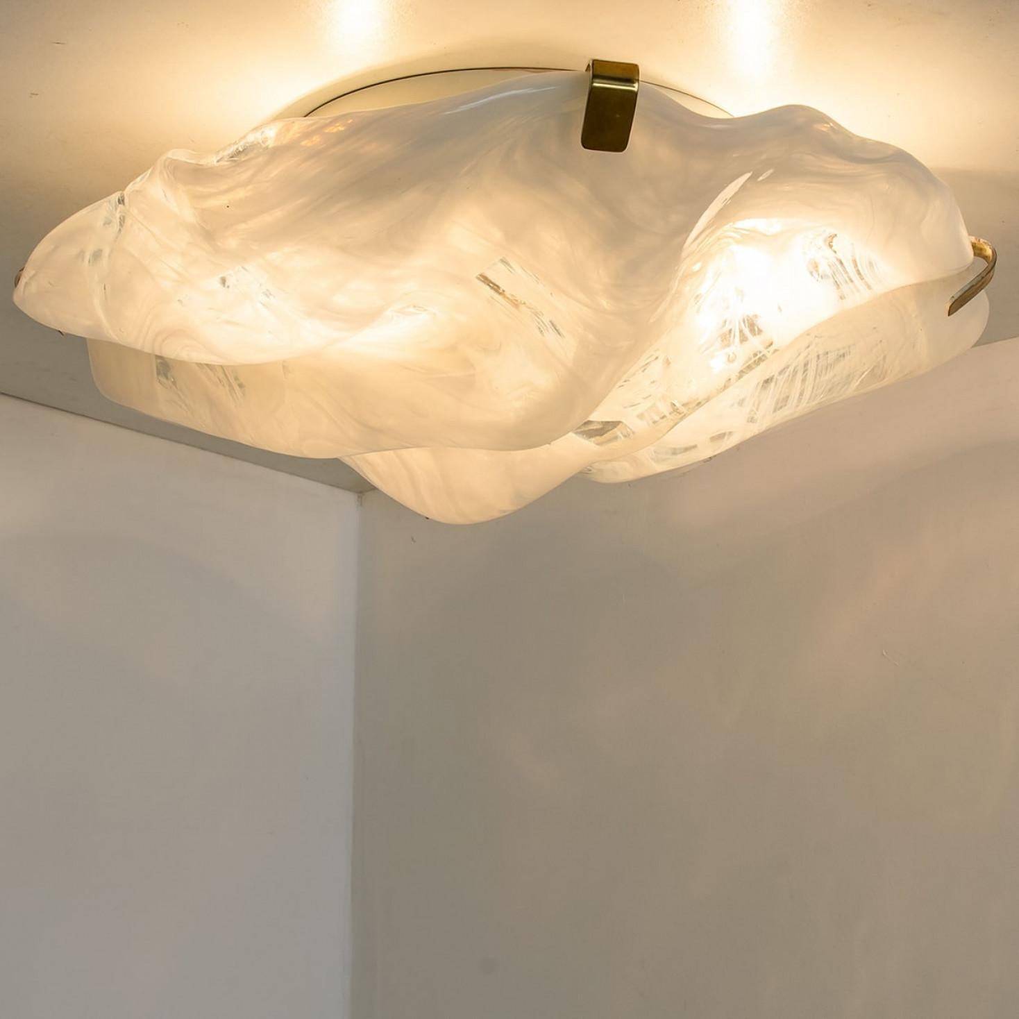 Mid-Century Modern Marbled Wave Flush Mount by Hillebrand, 1965 For Sale