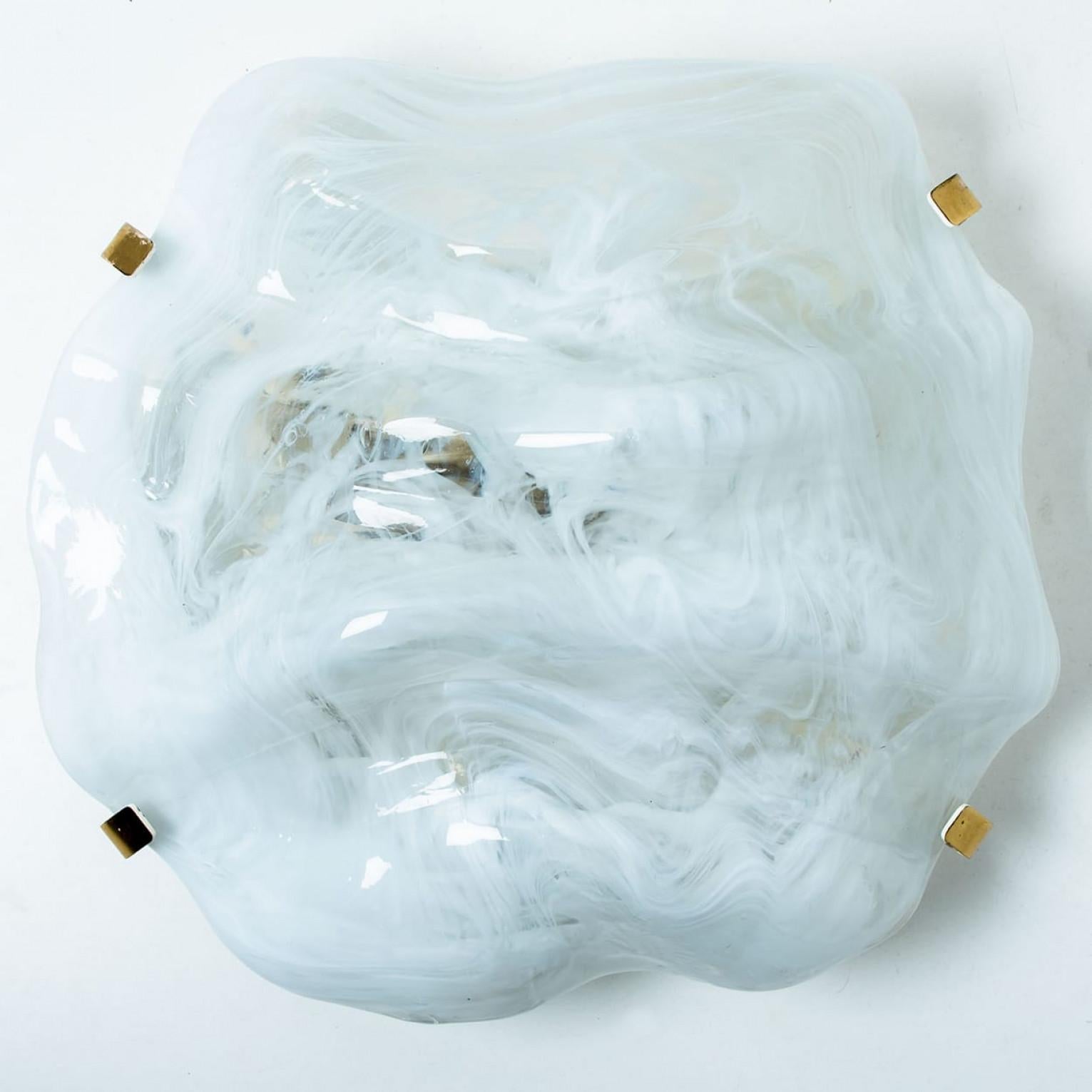 German Marbled Wave Flush Mount by Hillebrand, 1965 For Sale