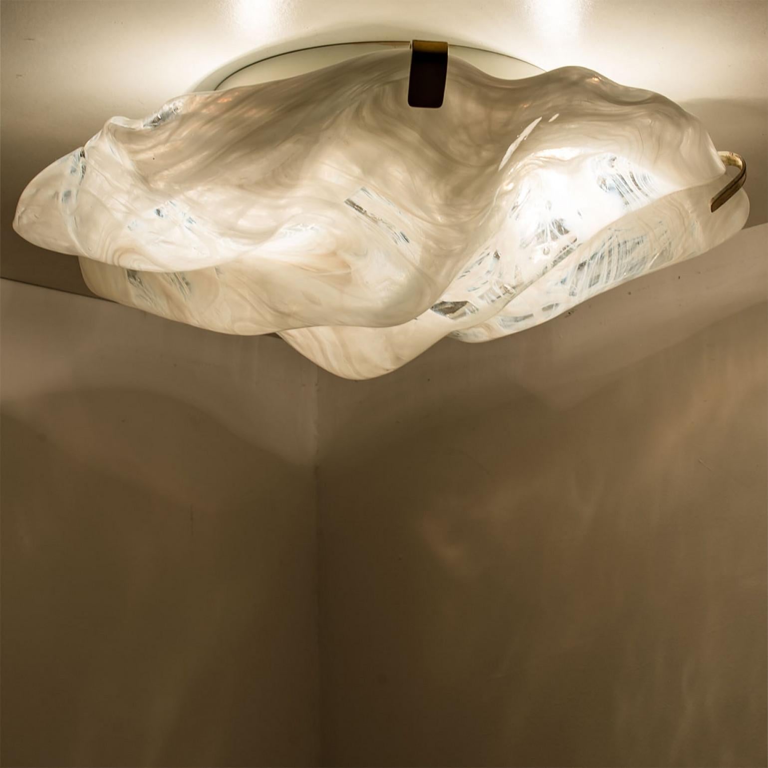 Marbled Wave Flush Mount by Hillebrand, 1965 In Good Condition For Sale In Rijssen, NL