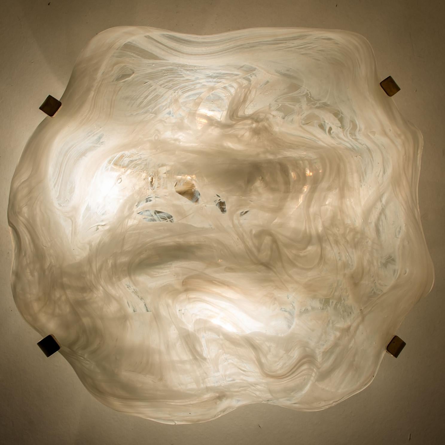 20th Century Marbled Wave Flush Mount by Hillebrand, 1965 For Sale