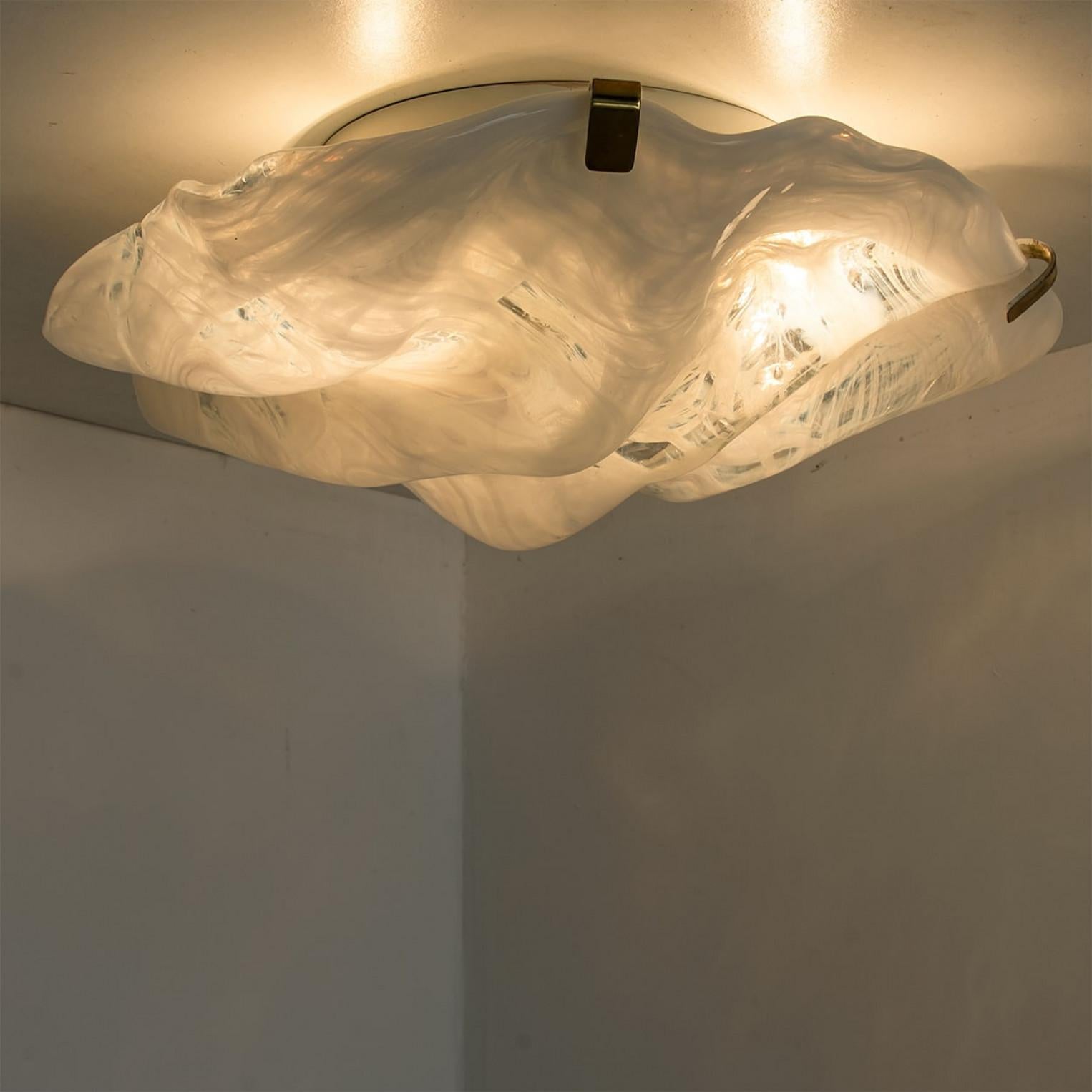 Steel Marbled Wave Flush Mount by Hillebrand, 1965 For Sale