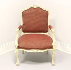 Marbleized Cream Painted French Louis XV Bergere Armchair