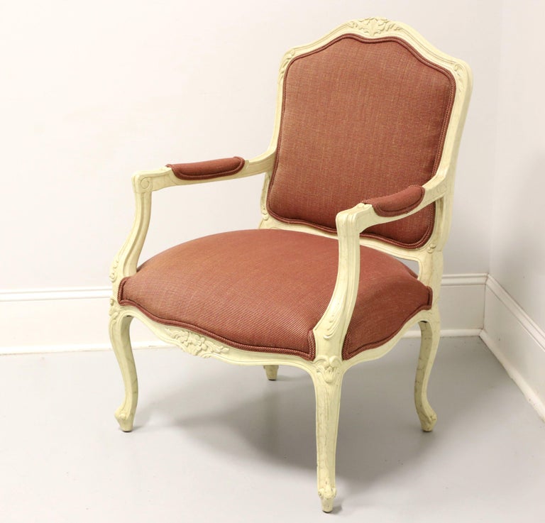 Marbleized Cream Painted French Louis XV Bergere Armchair For Sale at ...