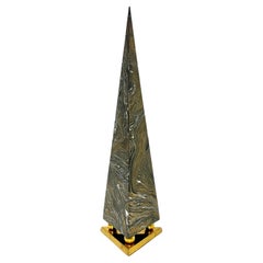 Marblelized Brass Pyramid Obelisk by Maitland Smith